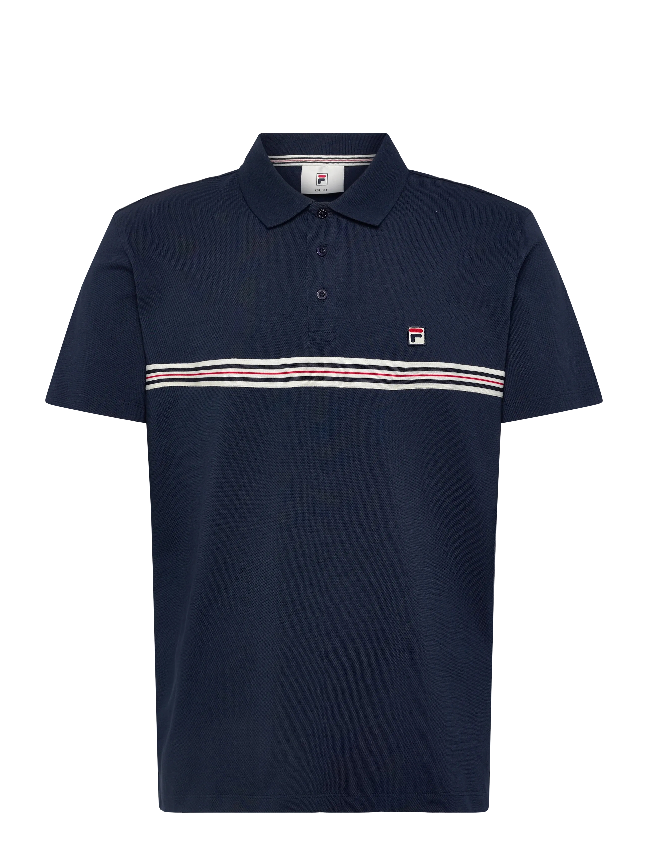 FILA Diecimo Regular Heritage Tape Polo Shirt, S, Sport Polos, Marineblau - Short-sleeved Männerswear