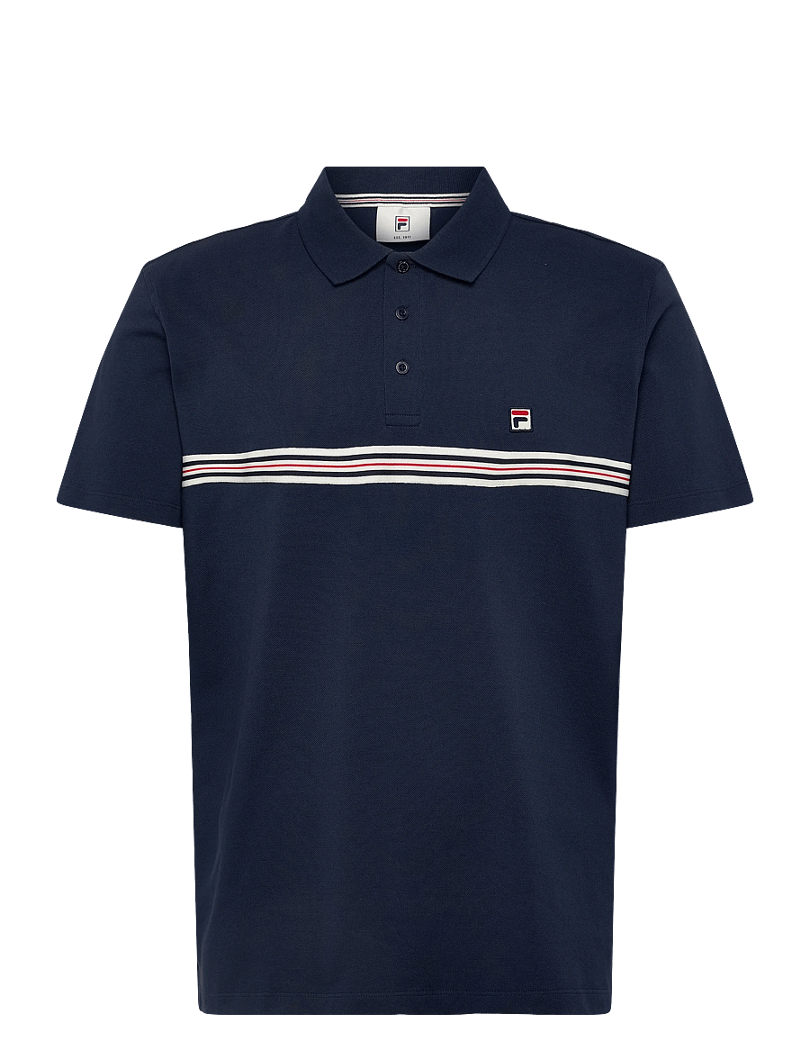 FILA - DIECIMO regular heritage tape polo shirt - oberteile & t-shirts - black iris - 0