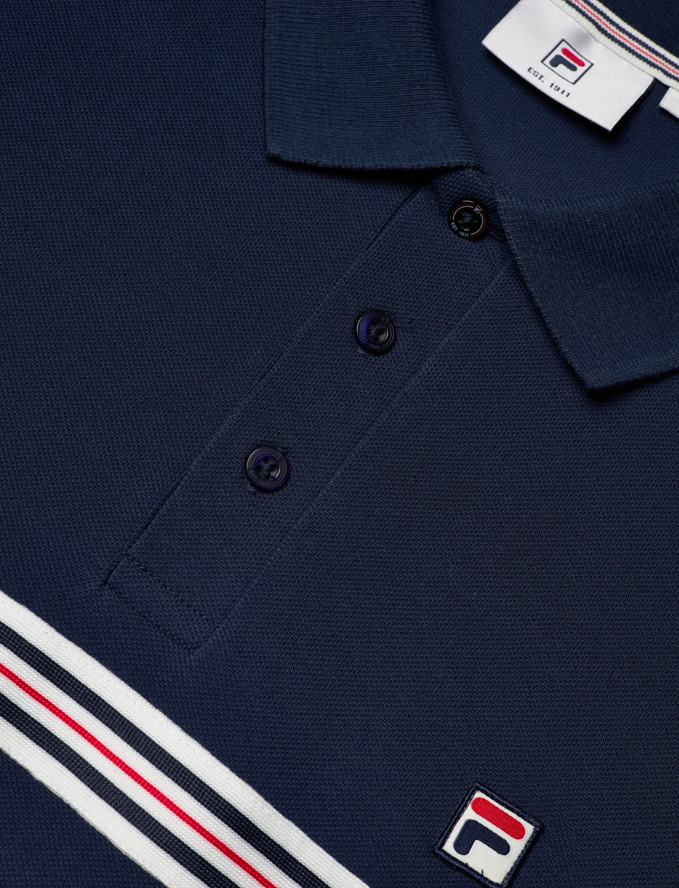 FILA - DIECIMO regular heritage tape polo shirt - oberteile & t-shirts - black iris - 2