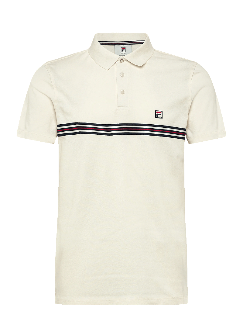 FILA - DIECIMO regular heritage tape polo shirt - toppe & t-shirts - egret - 0
