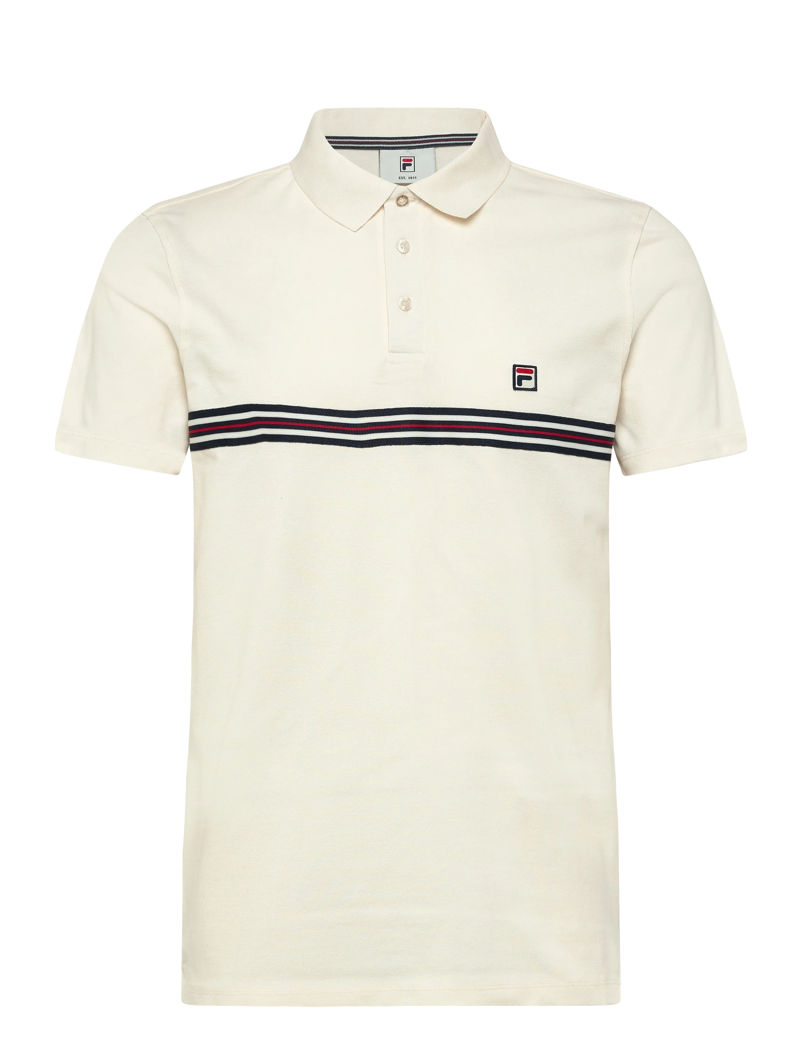 FILA - DIECIMO regular heritage tape polo shirt - toppar & t-shirts - egret - 0