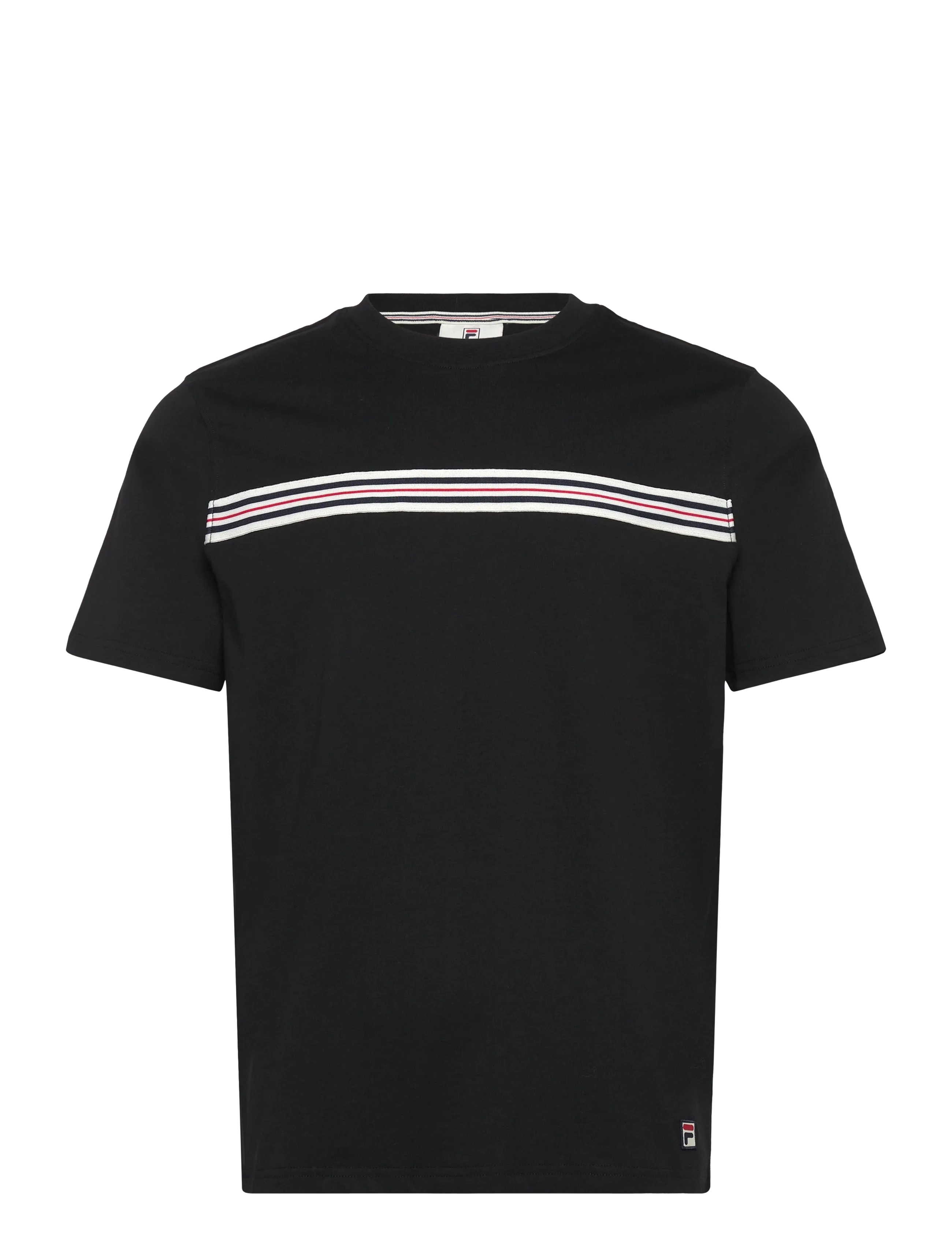 FILA Diecimo Regular Heritage Tape T-Shirt, Mænd, Kortærmet Stribet T-Shirt, Sort, Str: S