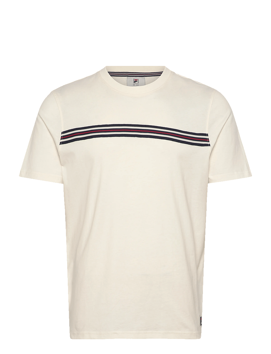 FILA - DIECIMO regular heritage tape t-shirt - oberteile & t-shirts - egret - 0