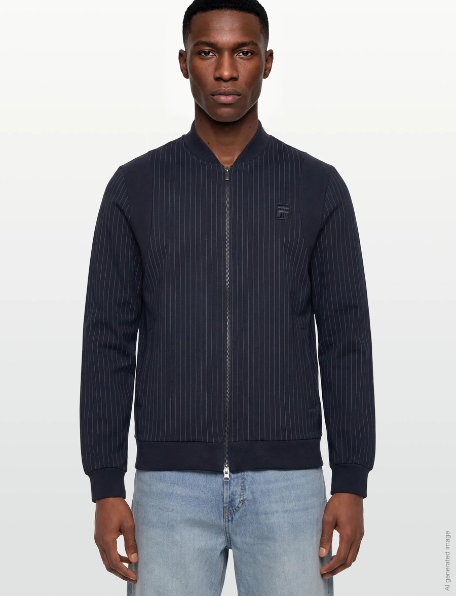 FILA - LUCCA regular pinstriped track jacket - casual jackor - black iris / egret striped - 3