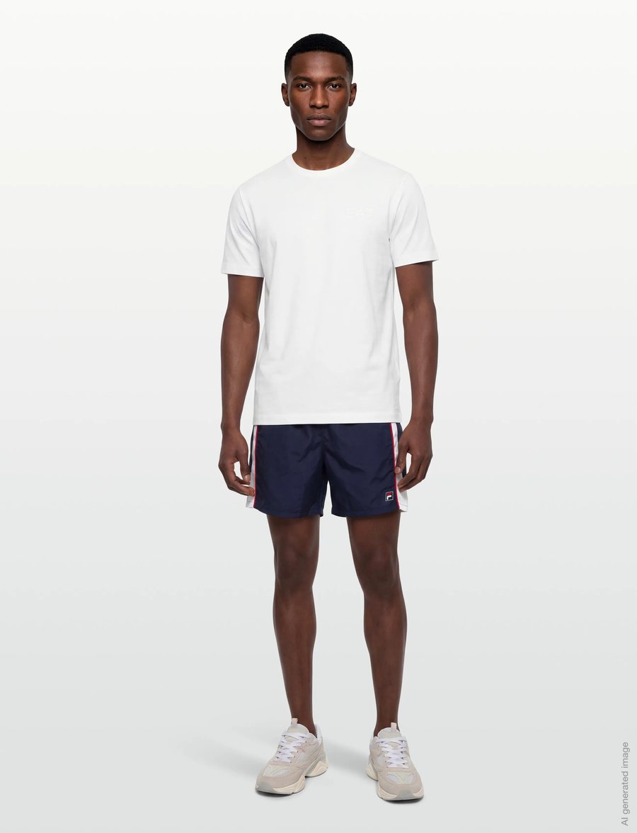 FILA - PISTOIA loose blocked woven shorts - freizeit shorts - black iris-bright white - 0
