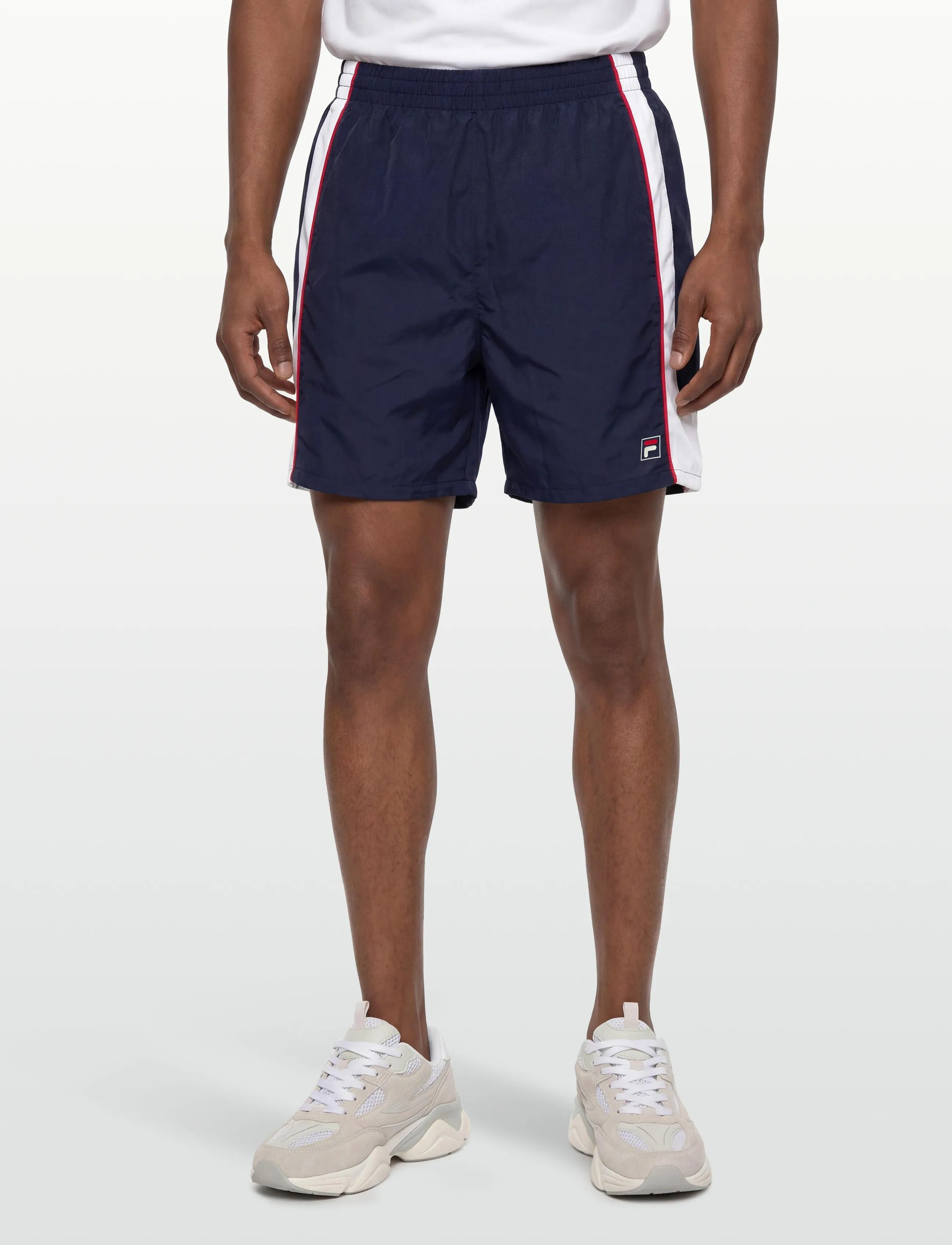 FILA - PISTOIA loose blocked woven shorts - freizeit shorts - black iris-bright white - 5