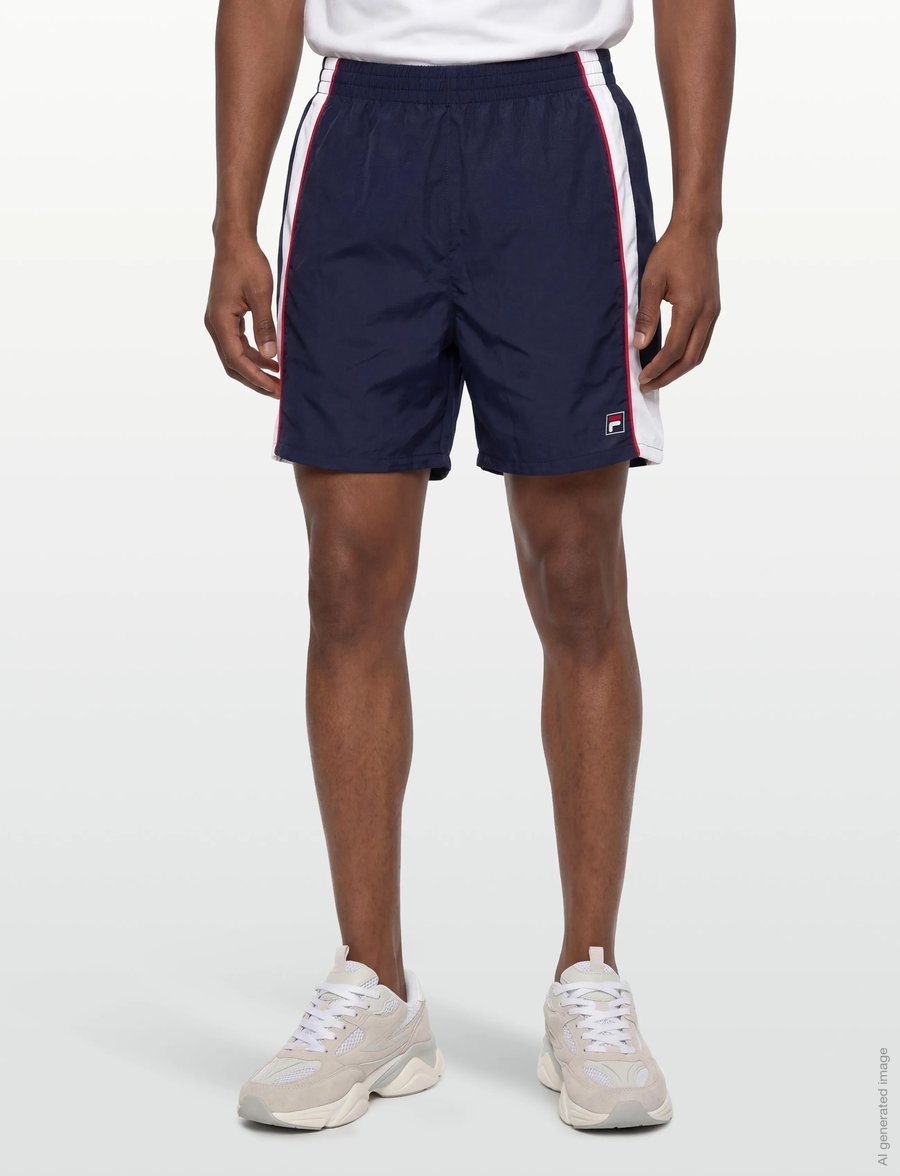 FILA - PISTOIA loose blocked woven shorts - freizeit shorts - black iris-bright white - 5