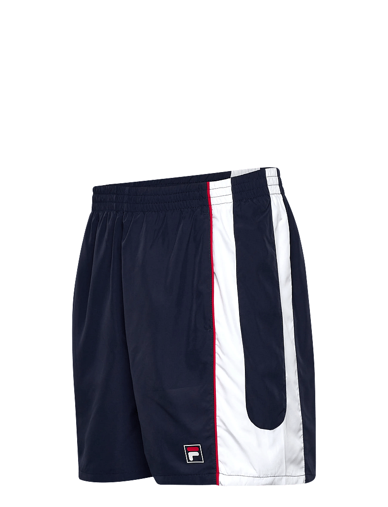 FILA - PISTOIA loose blocked woven shorts - afslappede shorts - black iris-bright white - 3