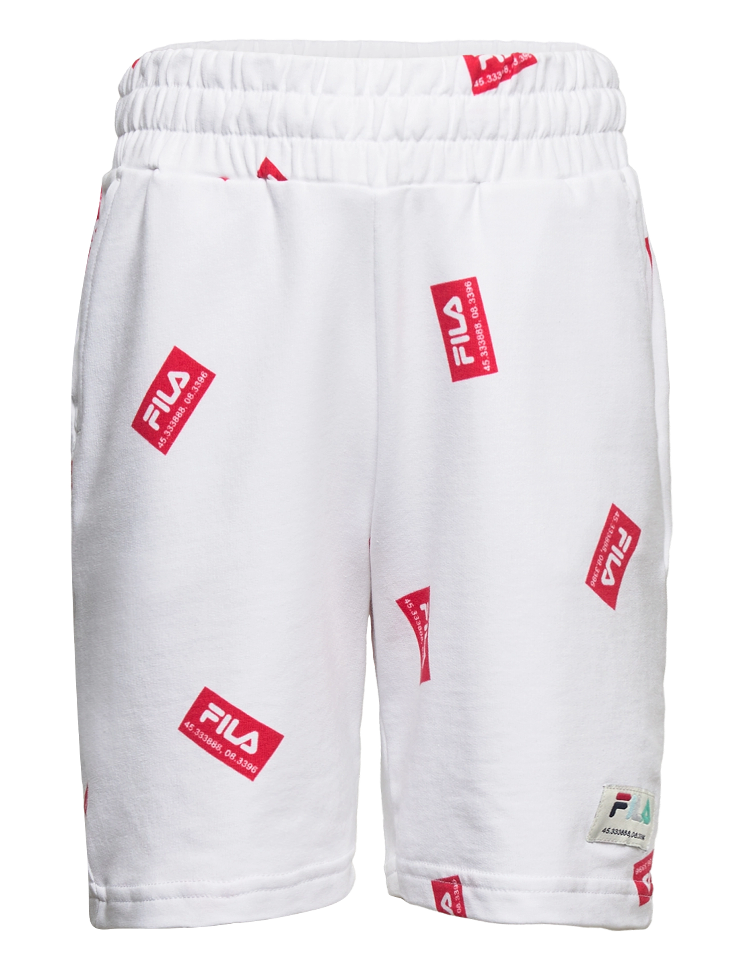 TENINGEN AOP shorts - BRIGHT WHITE LINEAR LABEL AOP