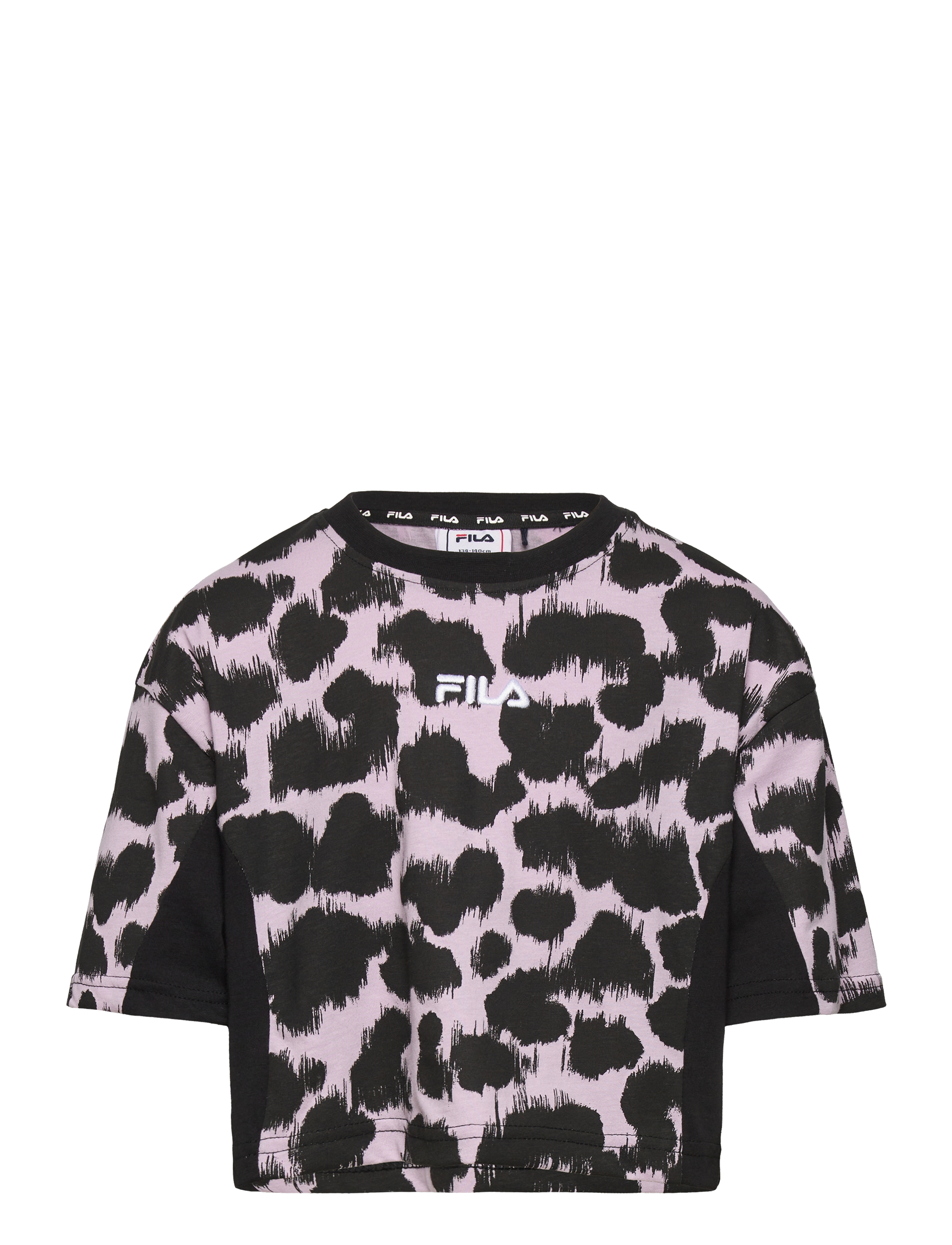 BAD AROLSEN cropped wide tee - BLACK LEO IKAT AOP-BLACK