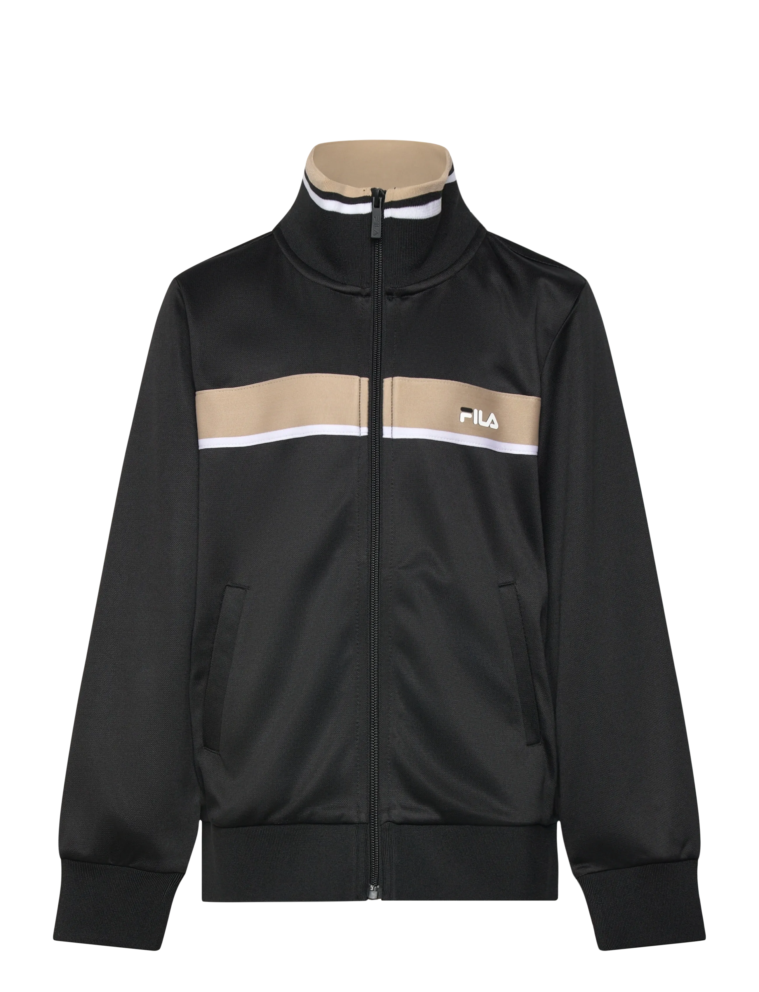 FILA CAMPASSO regular taped track jacket - Overtøj - BLACK-WHITE PEPPER / black