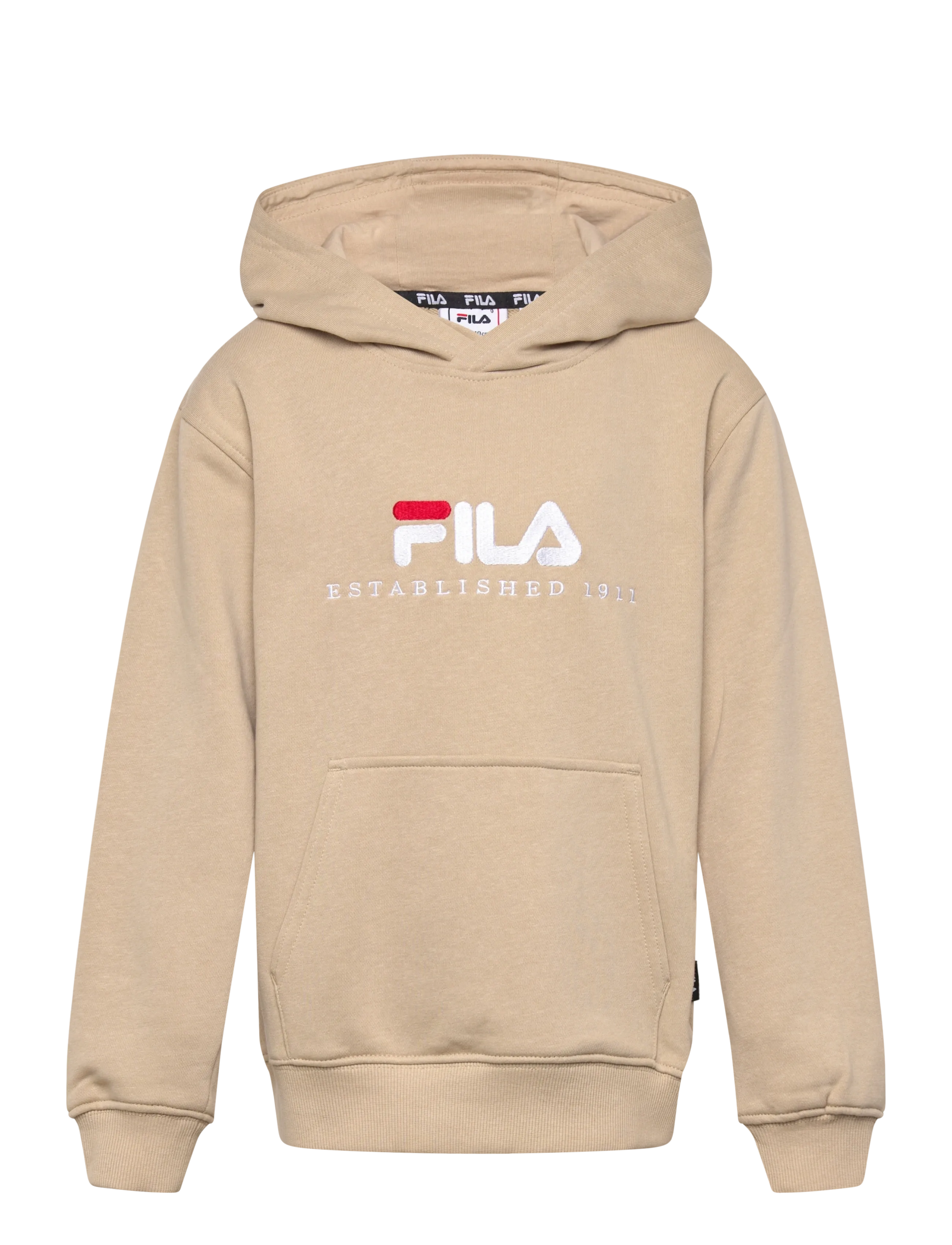 FILA Carisio Regular Logo Hoodie, Børn, Logo Hættetrøje, Beige, Str: 146-152