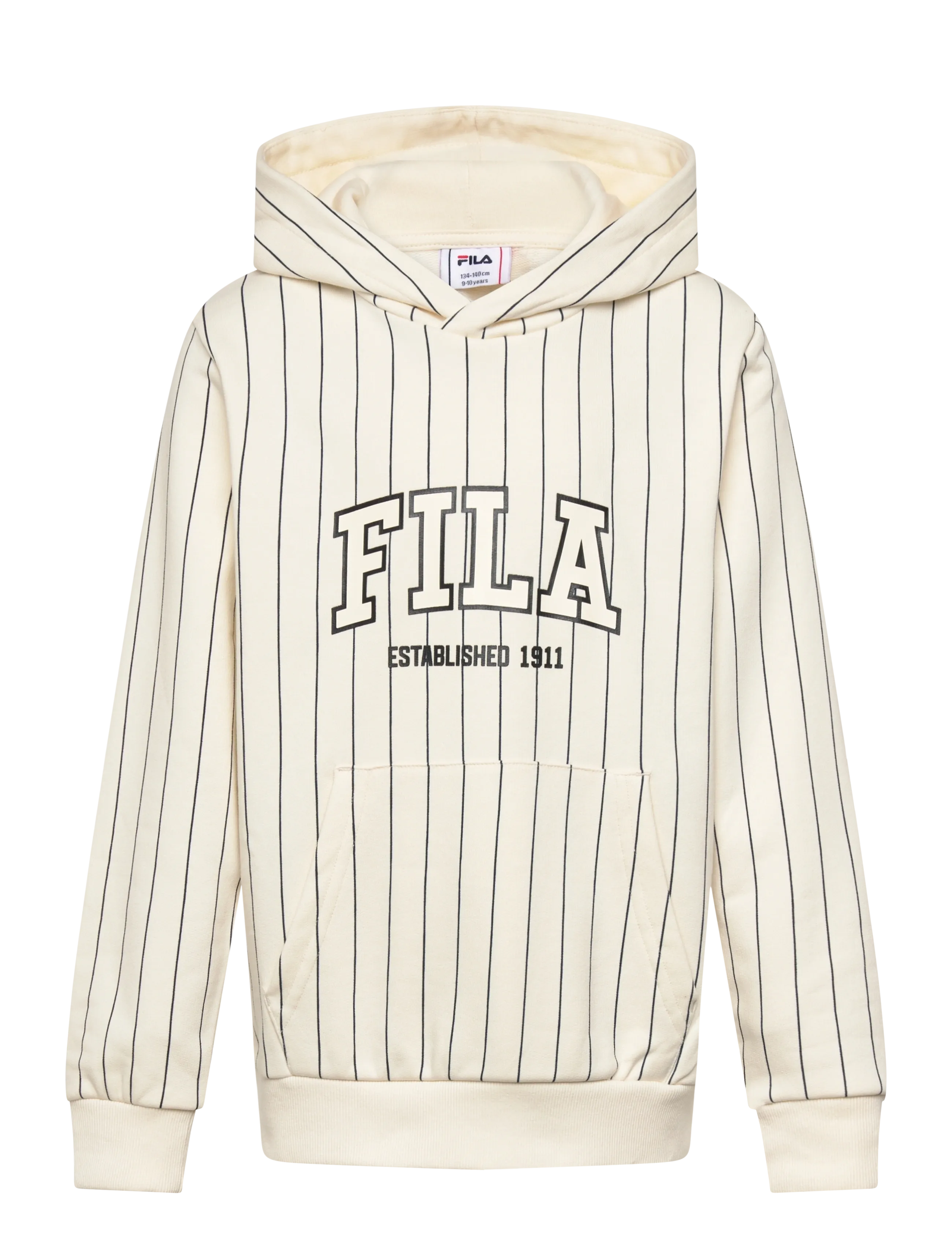 FILA Rifredi Relaxed Graphic Pinstriped Hoodie, 170-176, Cream, Sweatshirts & Hættetrøjer > Hættetrøjer, Børn