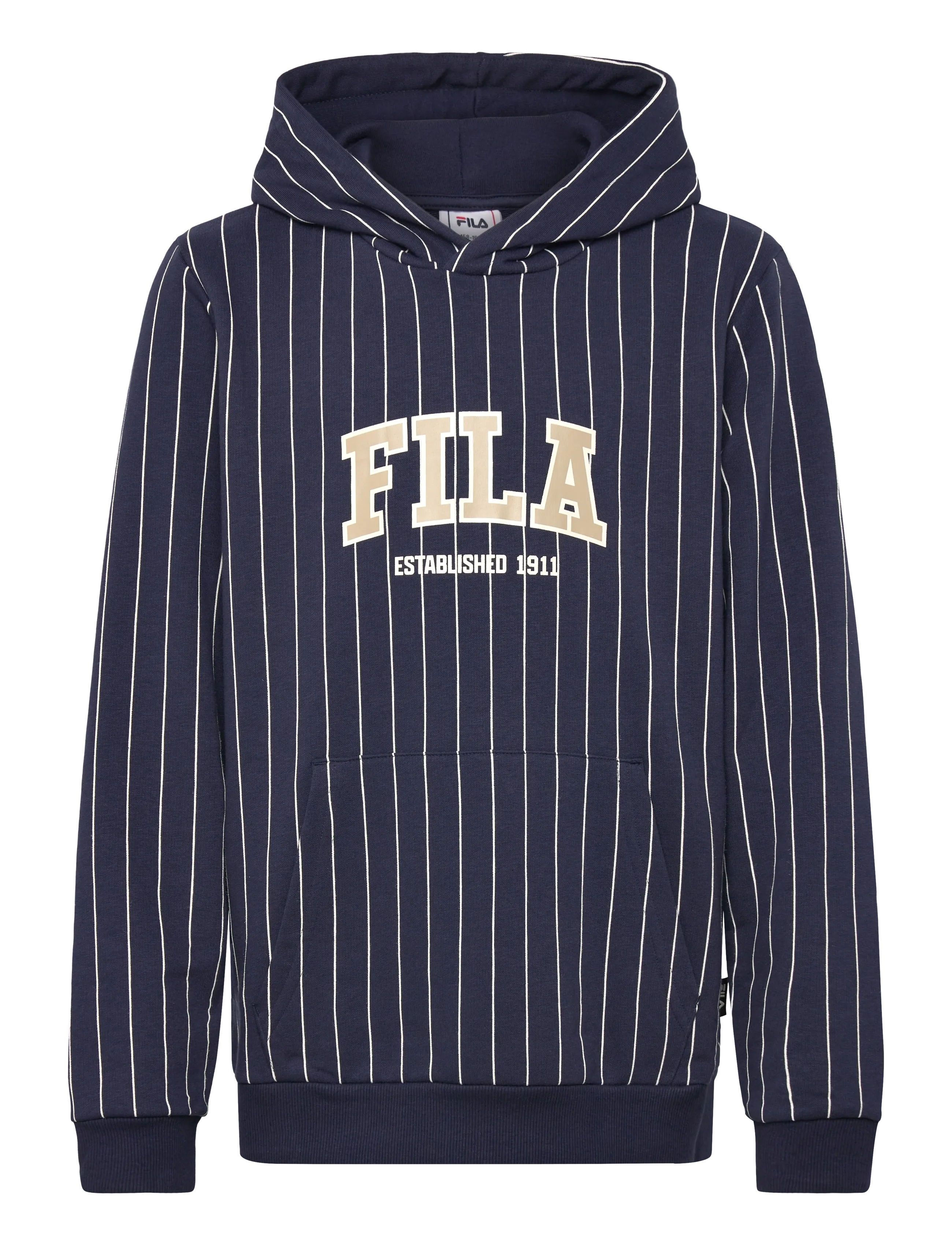 FILA RIFREDI relaxed graphic pinstriped hoodie - Tøj - BLACK IRIS / EGRET STRIPED (2/1) / navy