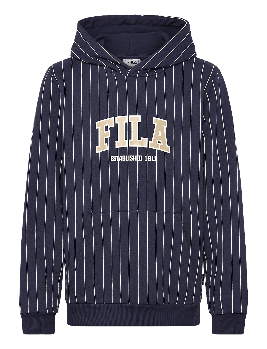 FILA - RIFREDI relaxed graphic pinstriped hoodie - kapuzenpullover - black iris / egret striped (2/1) - 0