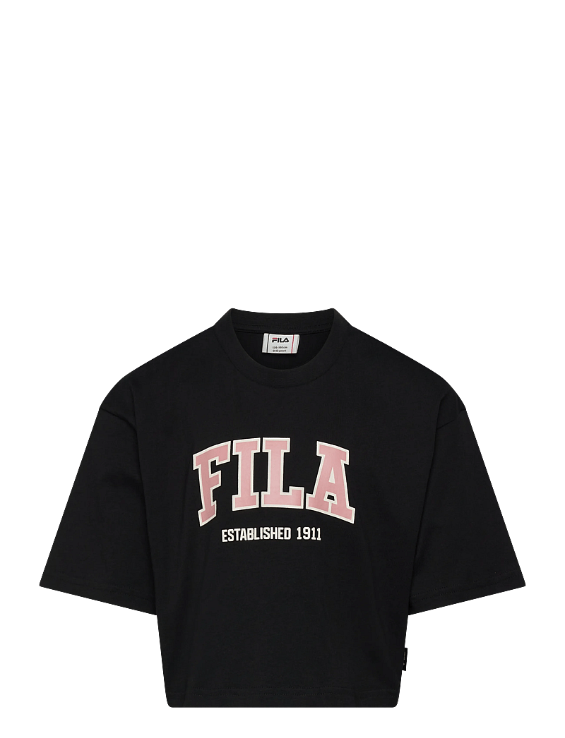 FILA - RIFREDI boxy cropped graphic t-shirt - kortärmade t-shirts - black - 0