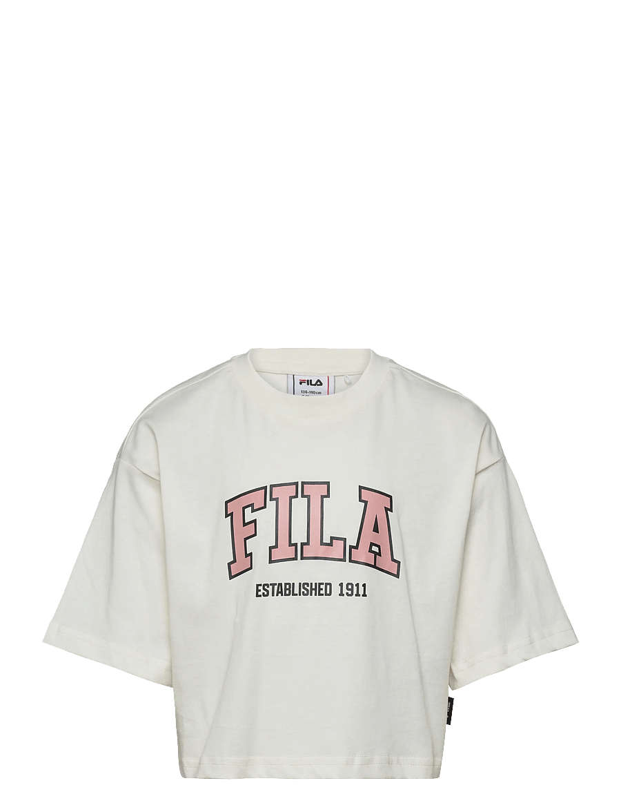 FILA - RIFREDI boxy cropped graphic t-shirt - kortærmede t-shirts - egret - 0