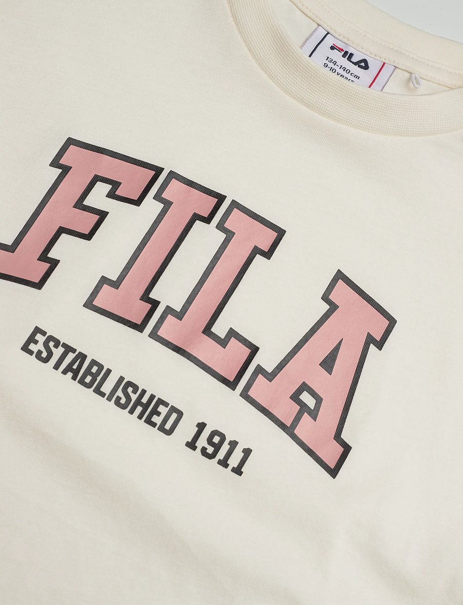 FILA - RIFREDI boxy cropped graphic t-shirt - kortærmede t-shirts - egret - 2