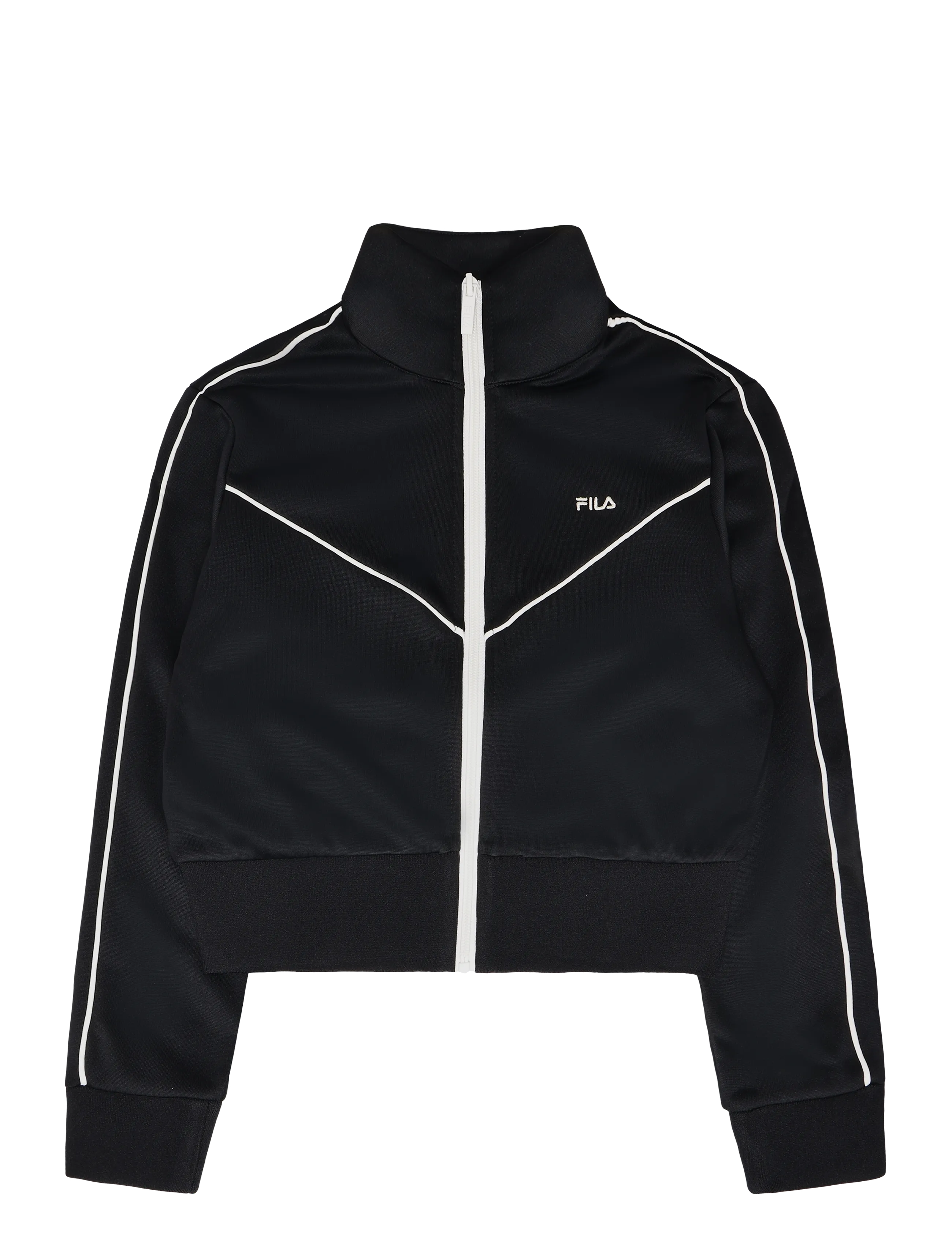 FILA NOVALE regular cropped piping track jacket - Jackor - BLACK / black