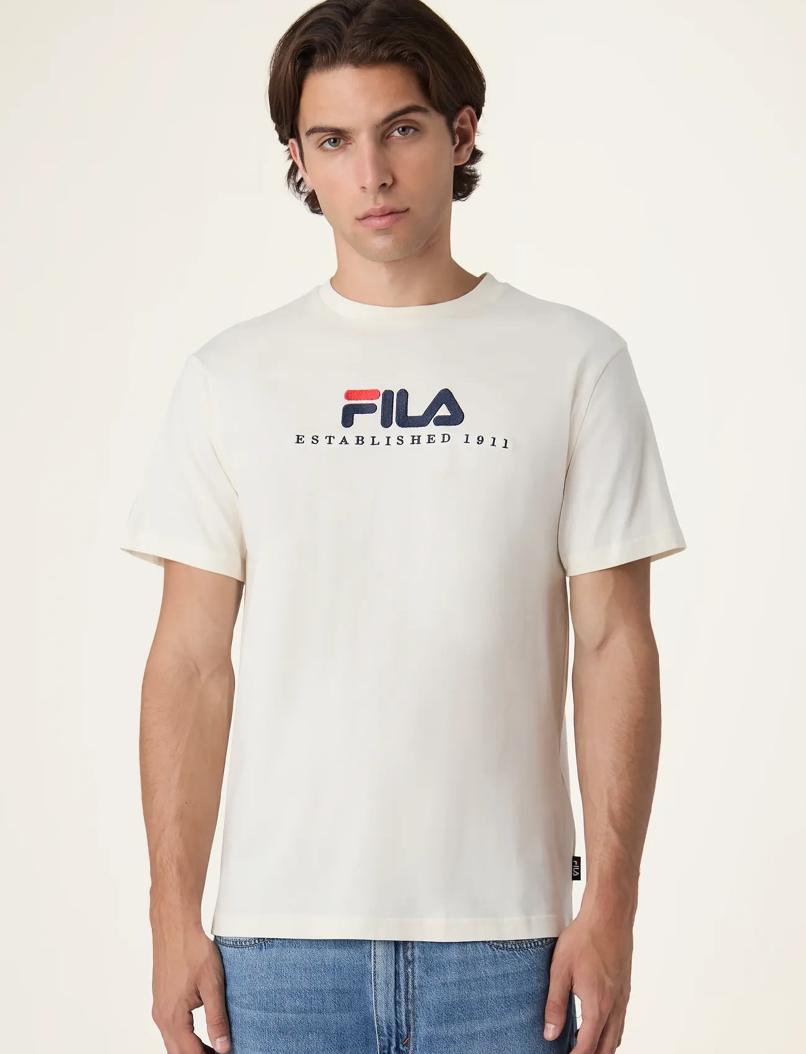 FILA VALSERA regular logo t-shirt - T-Shirts - EGRET / cream