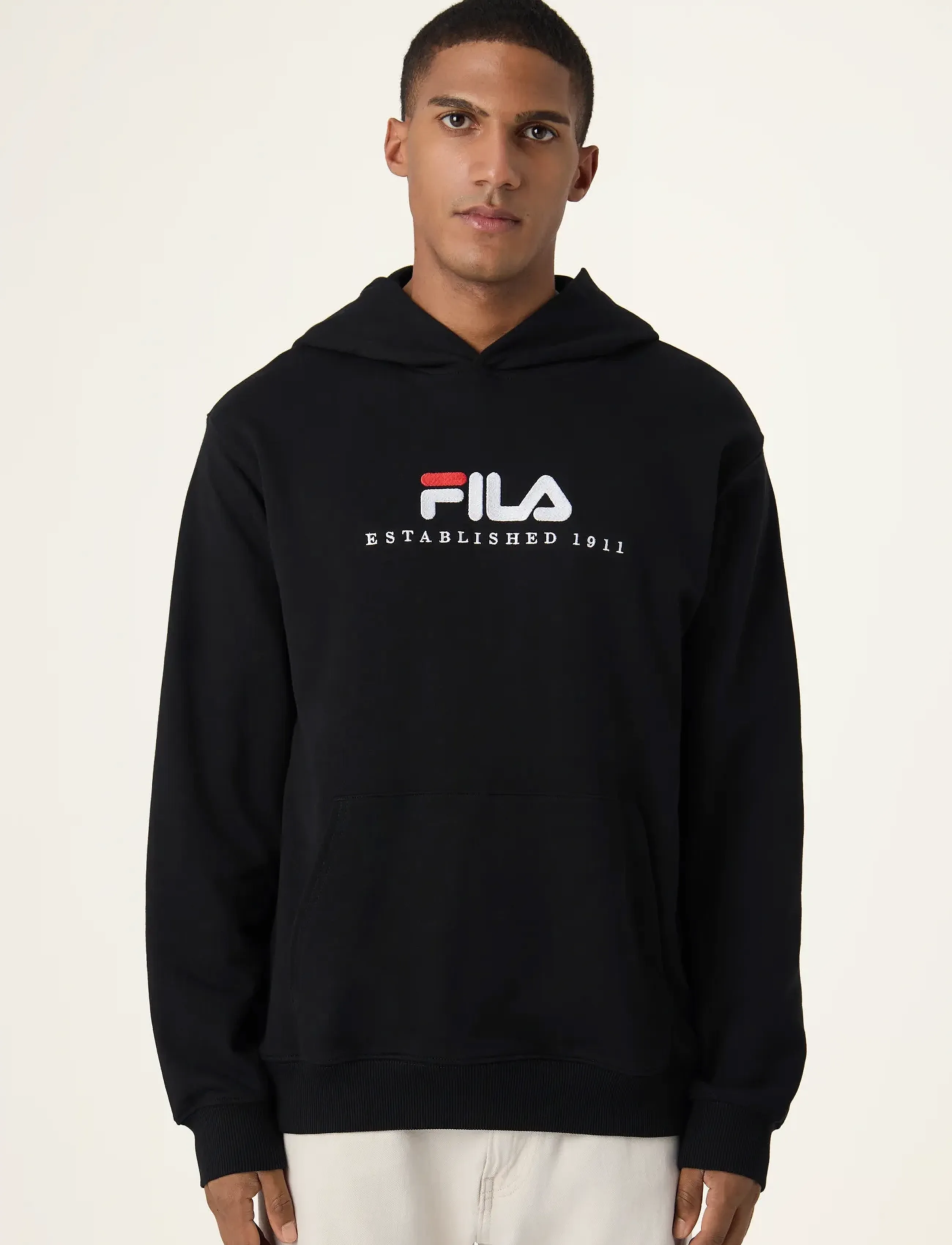 FILA Valsera Regular Logo Hoodie, Mænd, Logo Hættetrøje, Sort, Str: L
