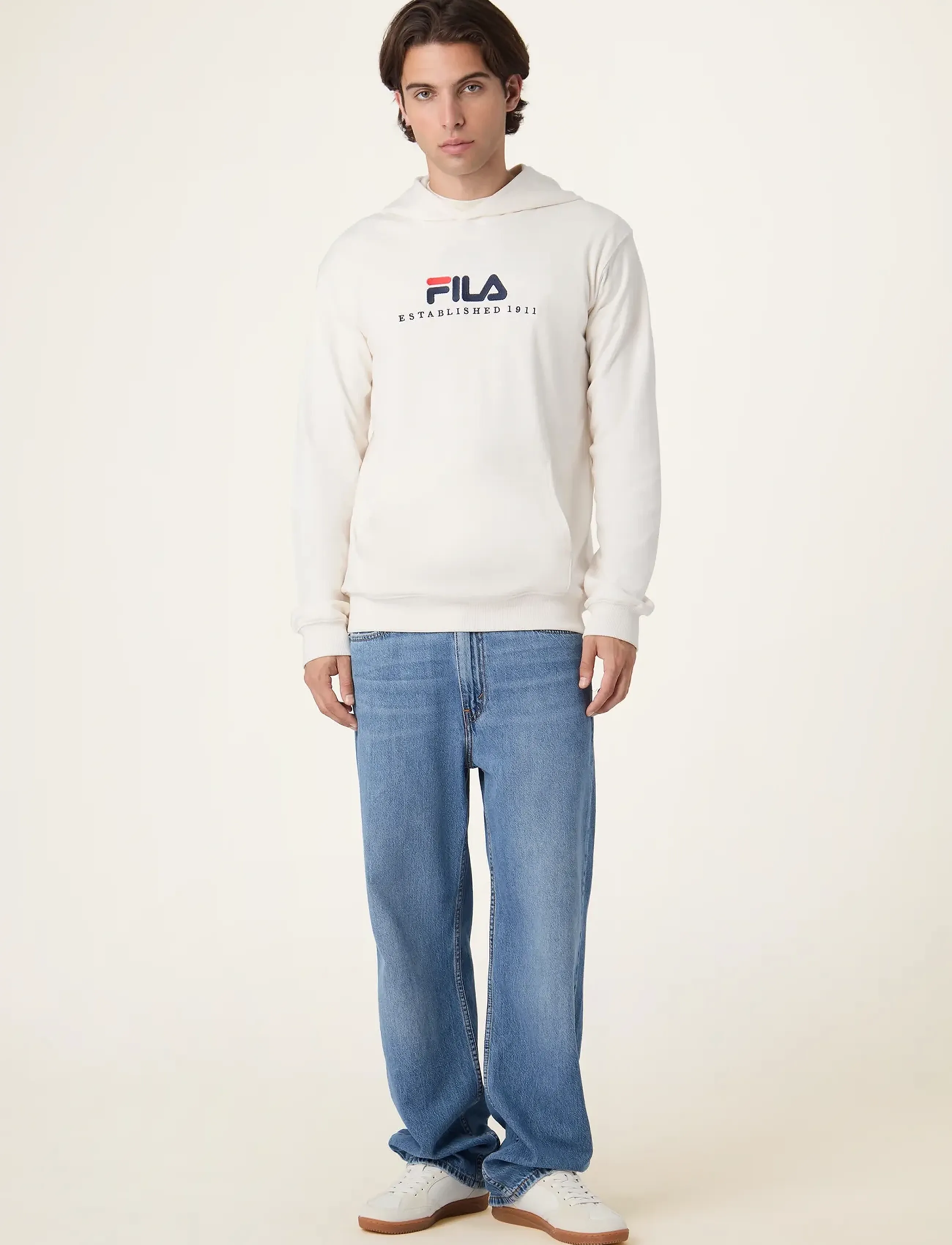 FILA - VALSERA regular logo hoodie - sweatshirts - egret - 5