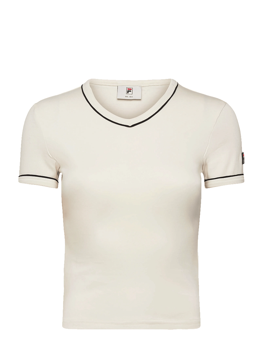 FILA - PORTELLO slim v-neck t-shirt - t-shirty - egret - 0