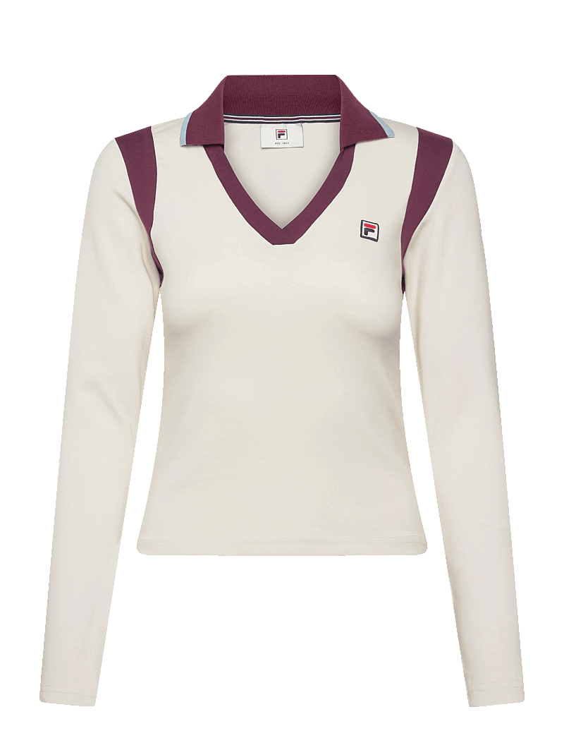 FILA - ADRIANO slim johnny collar top - toppe & t-shirts - egret-fig - 0