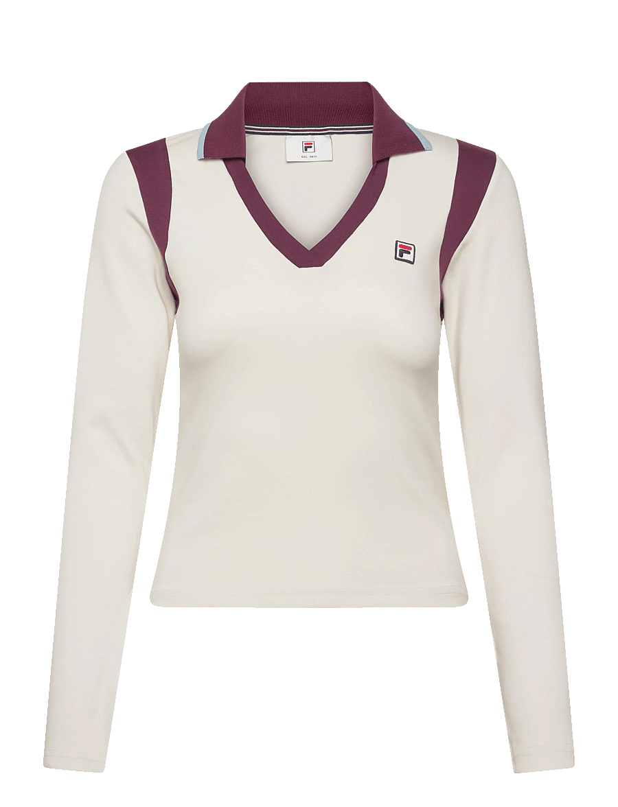 FILA - ADRIANO slim johnny collar top - oberteile & t-shirts - egret-fig - 0