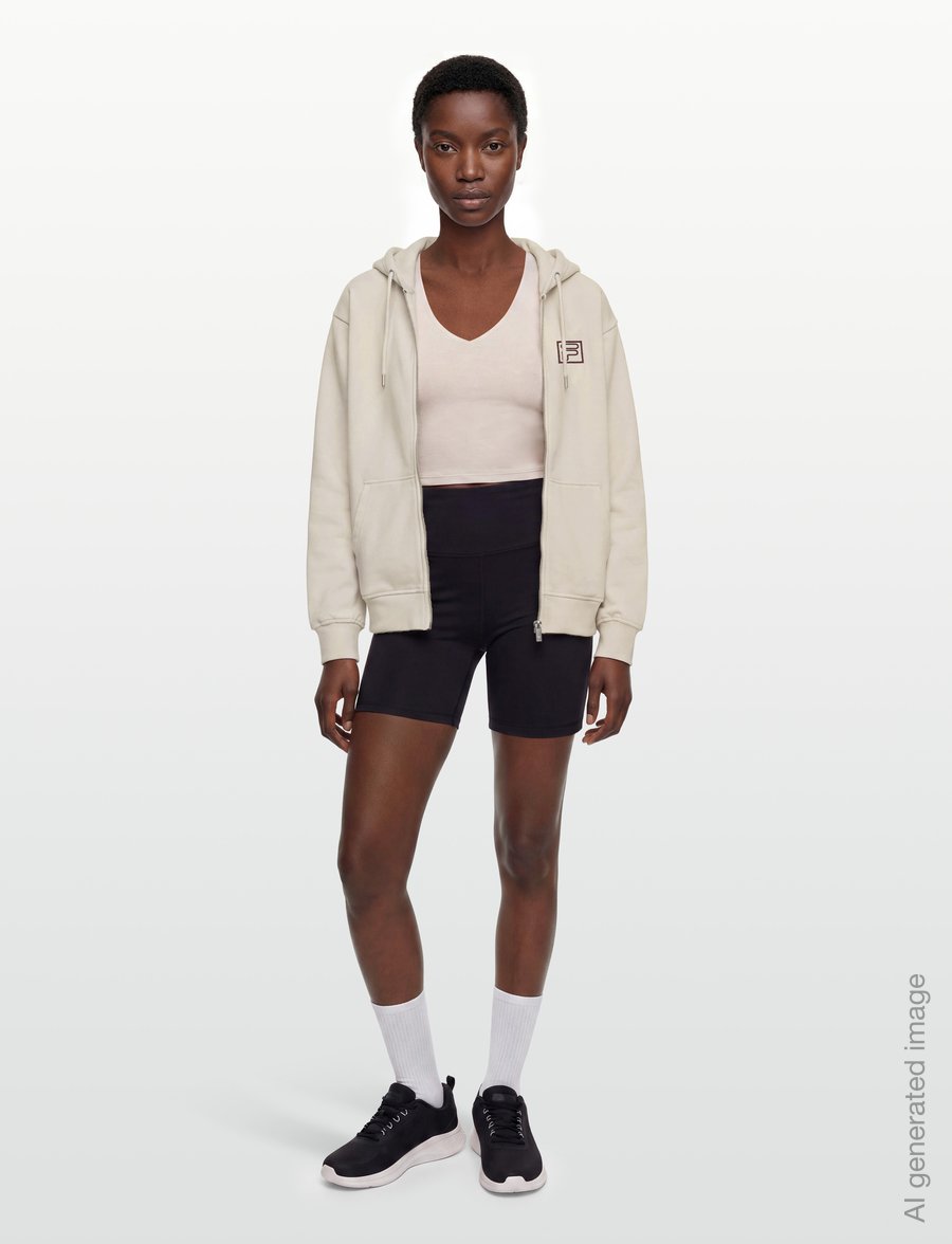 FILA - LAGRIO loose zip hoodie - tops - egret - 0