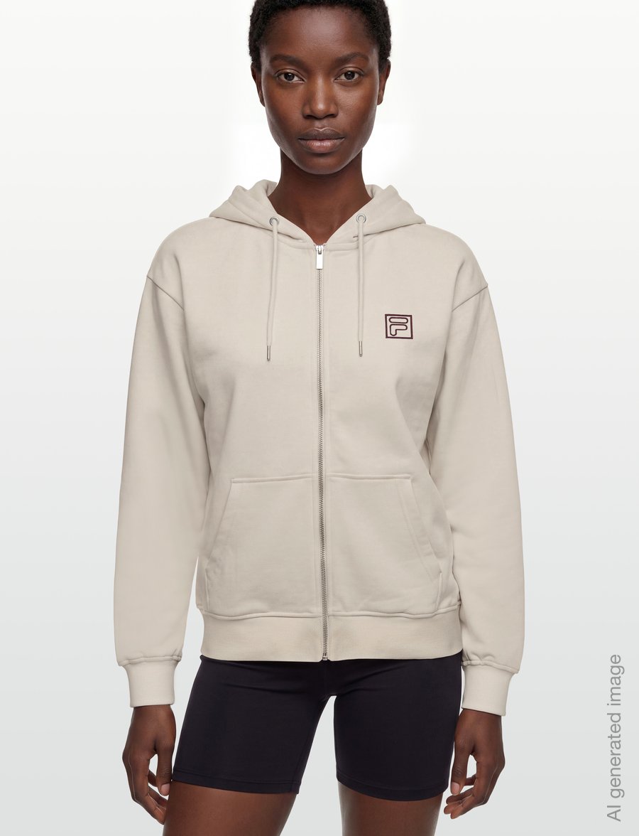 FILA - LAGRIO loose zip hoodie - tops - egret - 3