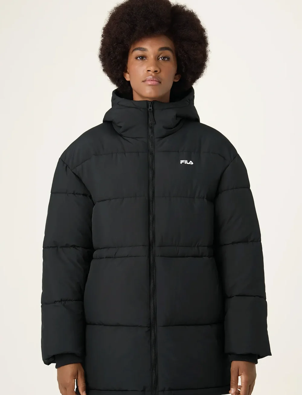 FILA - ALBA relaxed mid hooded puffer jacket - gewatteerde jassen - black - 0