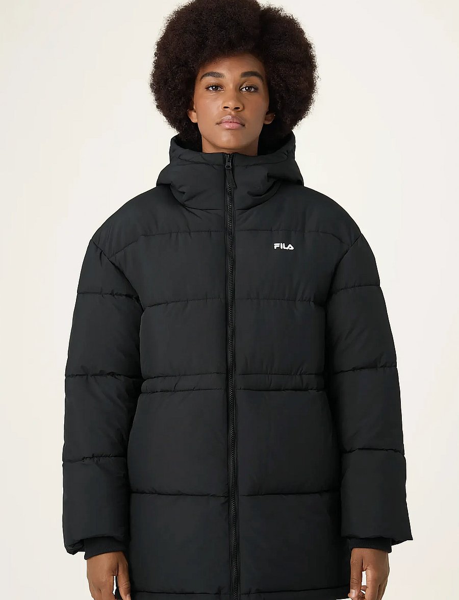 FILA - ALBA relaxed mid hooded puffer jacket - vinterjakker - black - 0