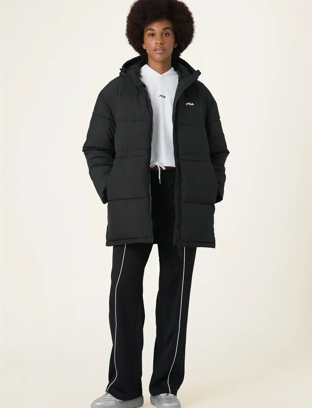 FILA - ALBA relaxed mid hooded puffer jacket - gewatteerde jassen - black - 3