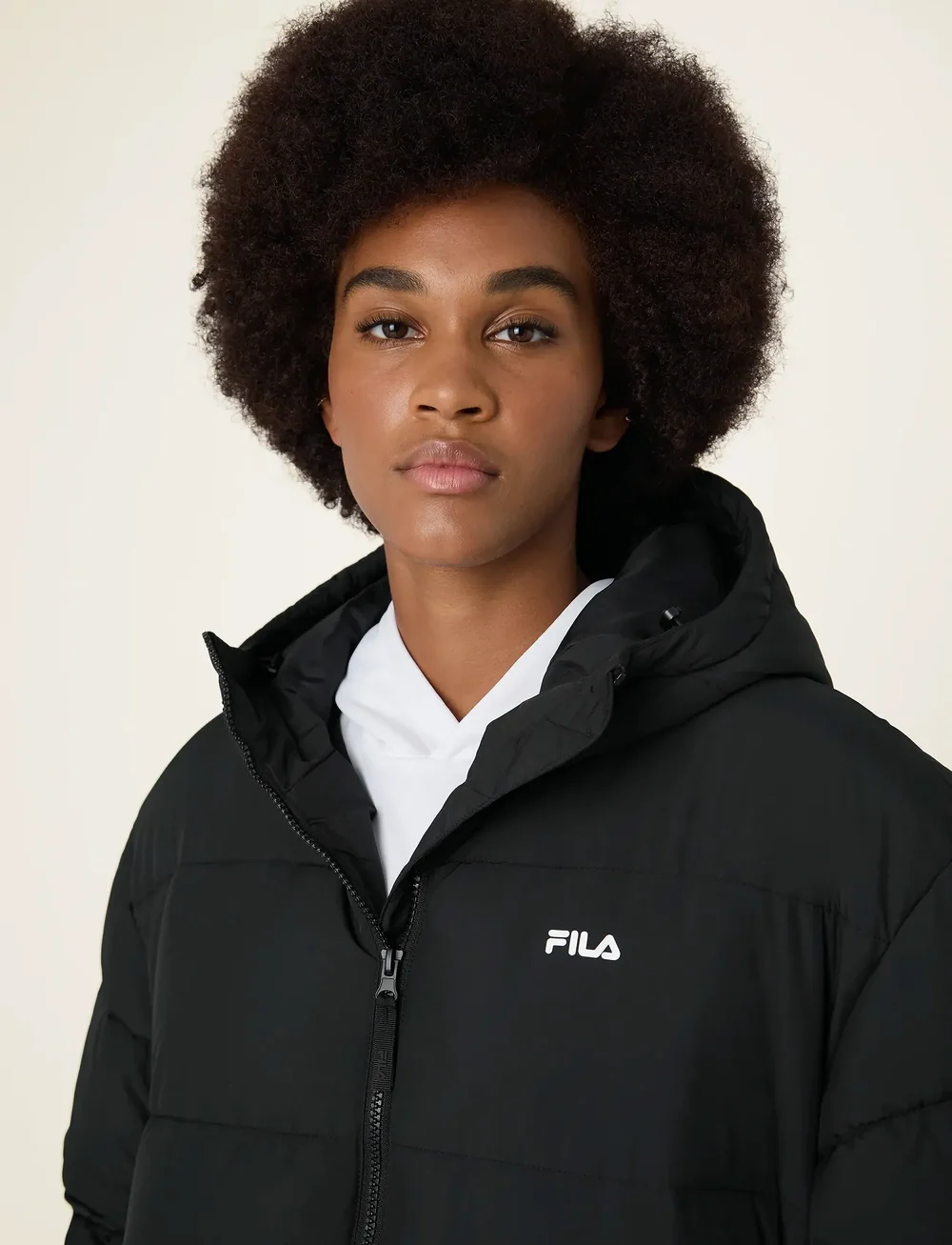 FILA - ALBA relaxed mid hooded puffer jacket - gewatteerde jassen - black - 4