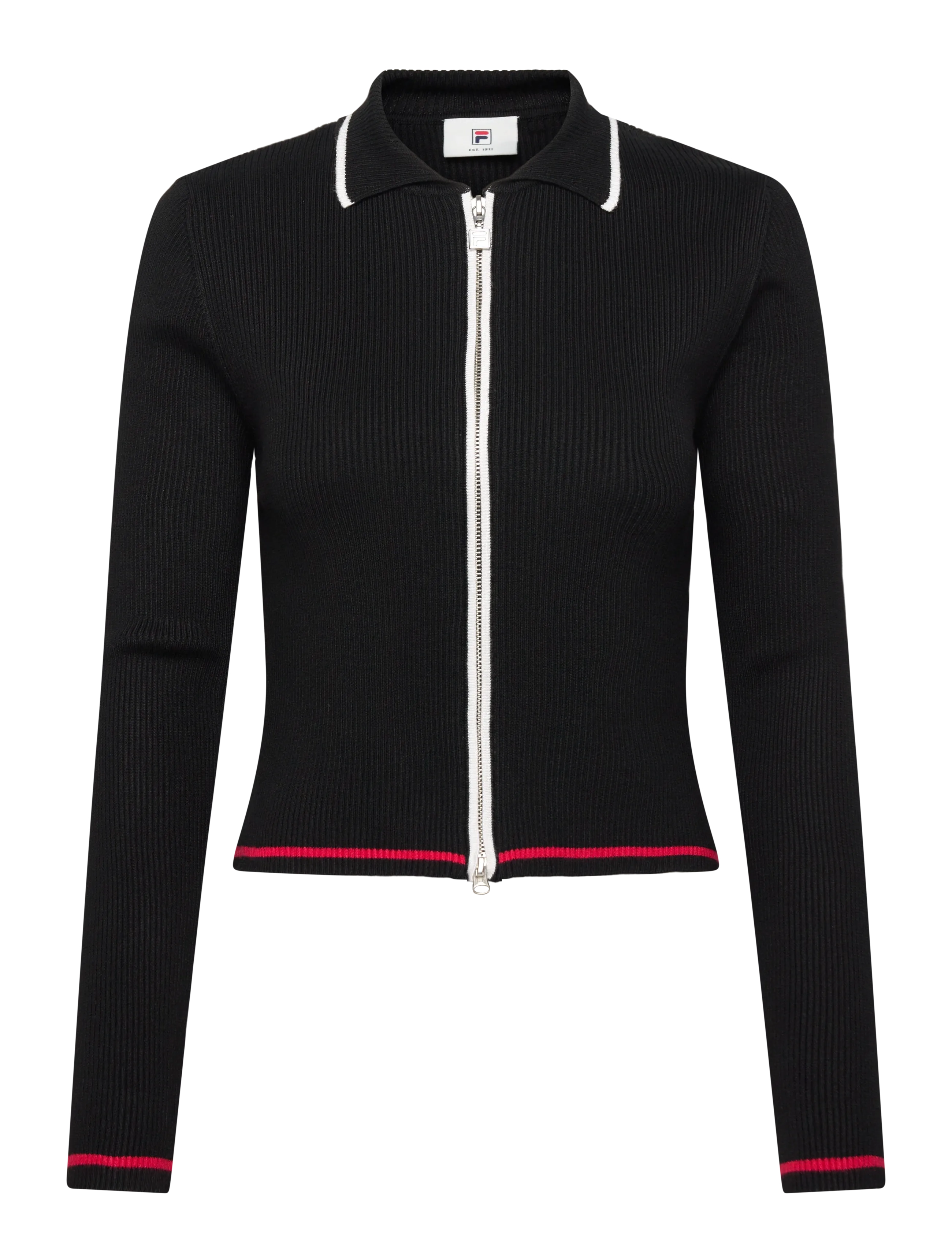 FILA Simonte Slim Full-Zip Knit Cardigan, Kvinder, Slim Strikket Cardigan Med Fuld Lynlås, Sort, Str: XL