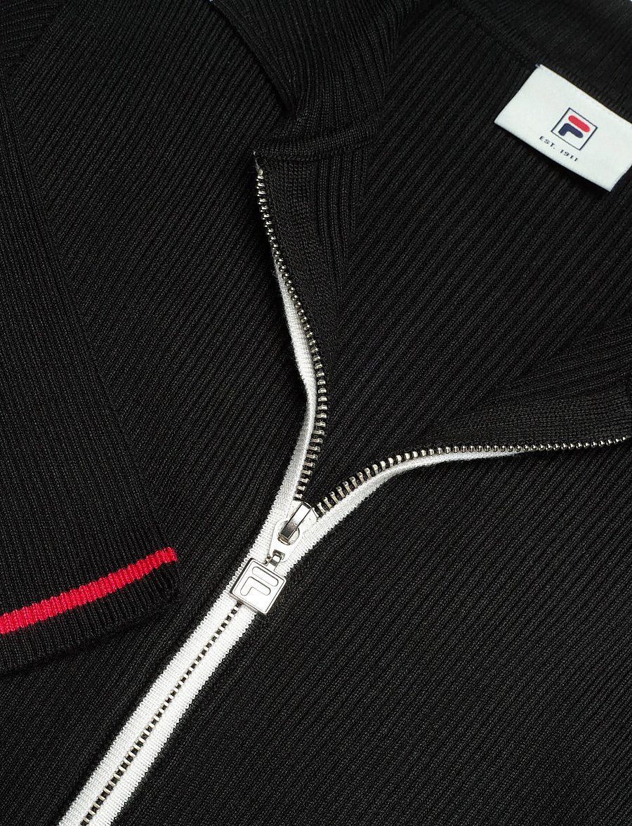 FILA - SIMONTE slim full-zip knit cardigan - sweatshirts - black - 2