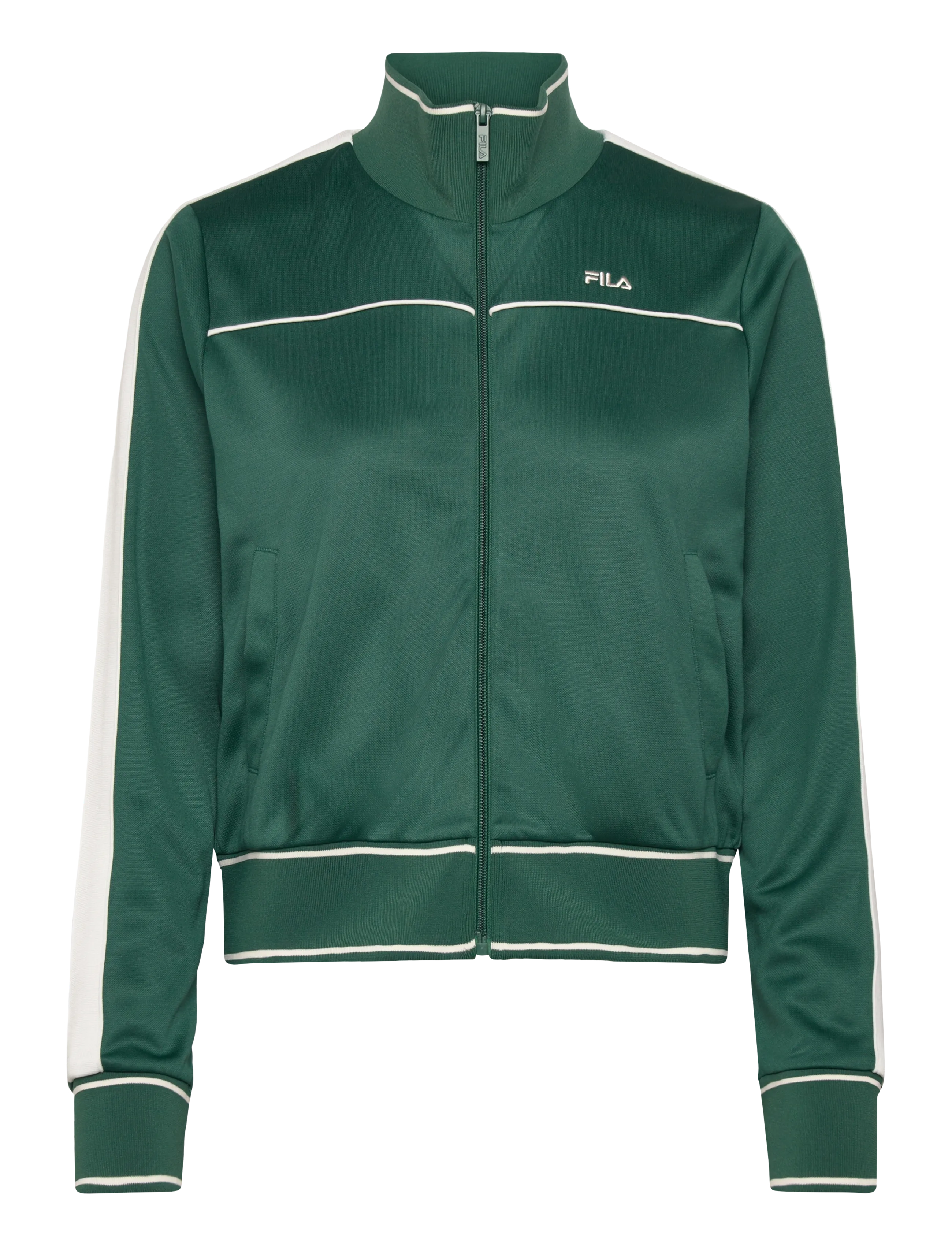 FILA Michi Regular Cropped Taped Track Jacket, S, White, Sport Jackets > Sport Casual Jackets, Dame