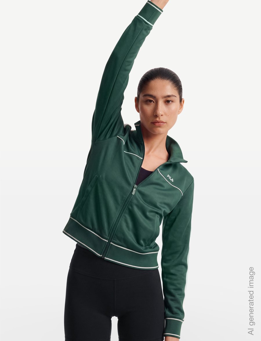 FILA - MICHI regular cropped taped track jacket - tops - posy green - 3
