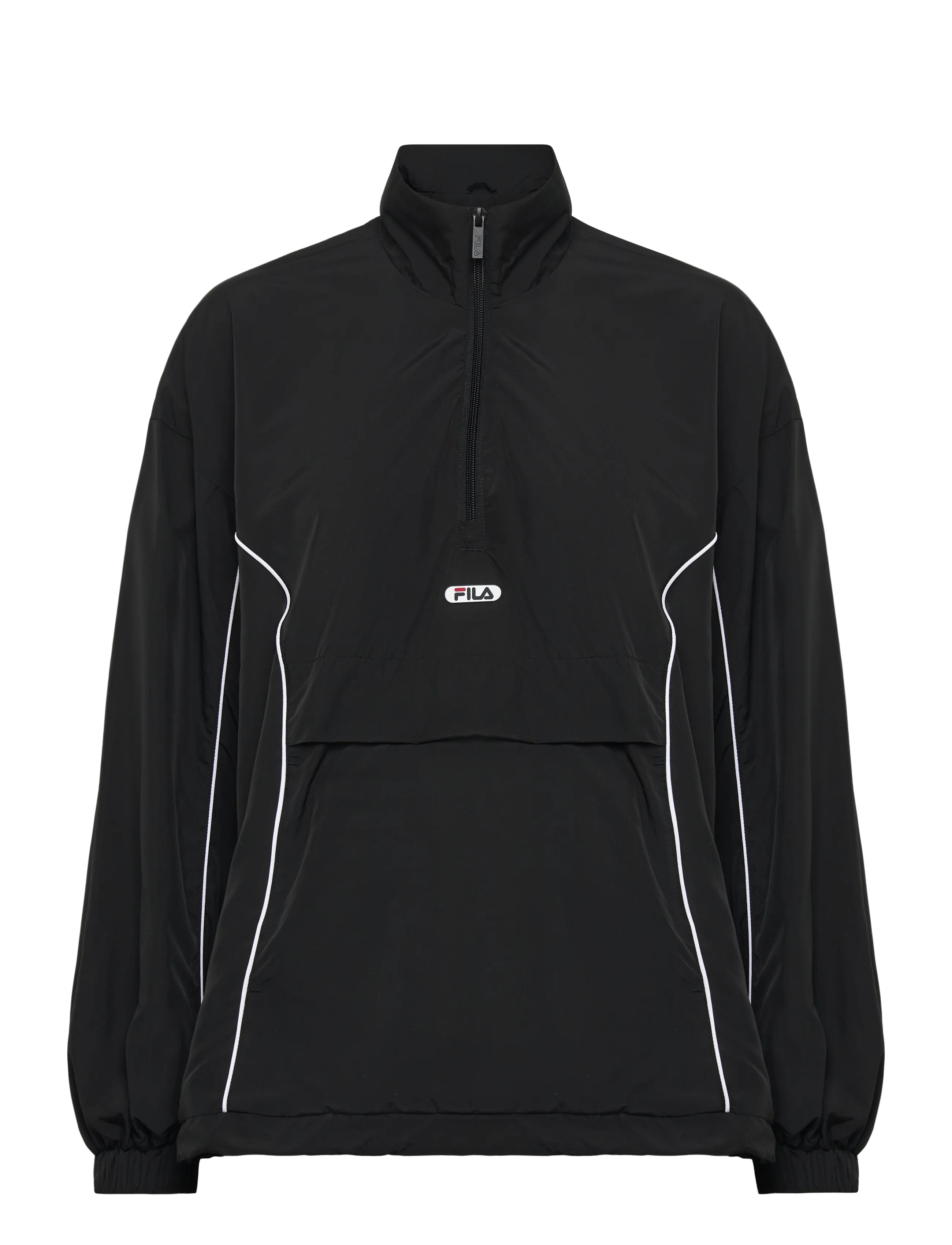 FILA Casano Oversized Contrast Piping Anorak, S, Black, Sport Jackets > Sport Anoraks, Dame