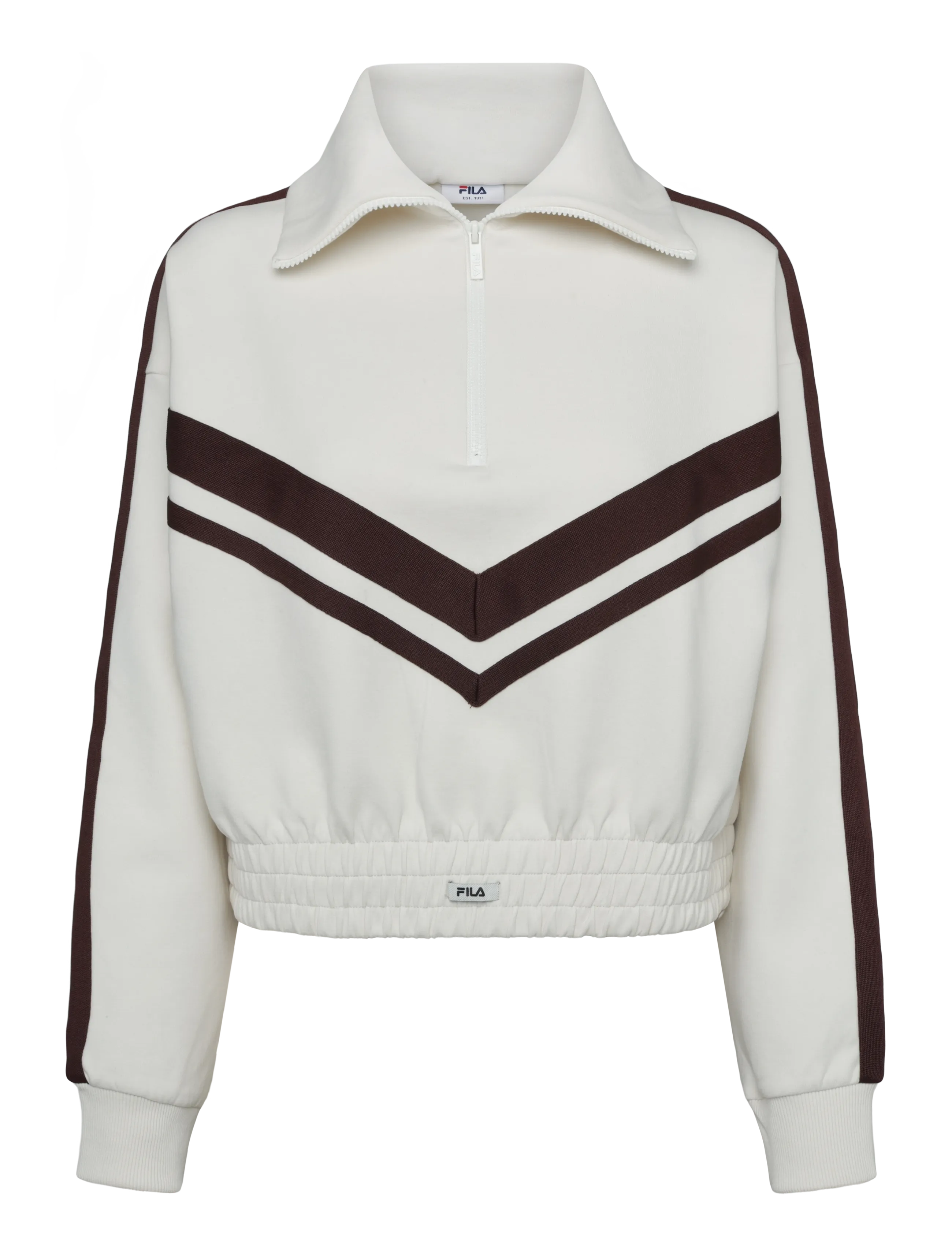 FILA AVIGNA  relaxed cropped half zip sweatshirt - Sweatshirts - EGRET / cream