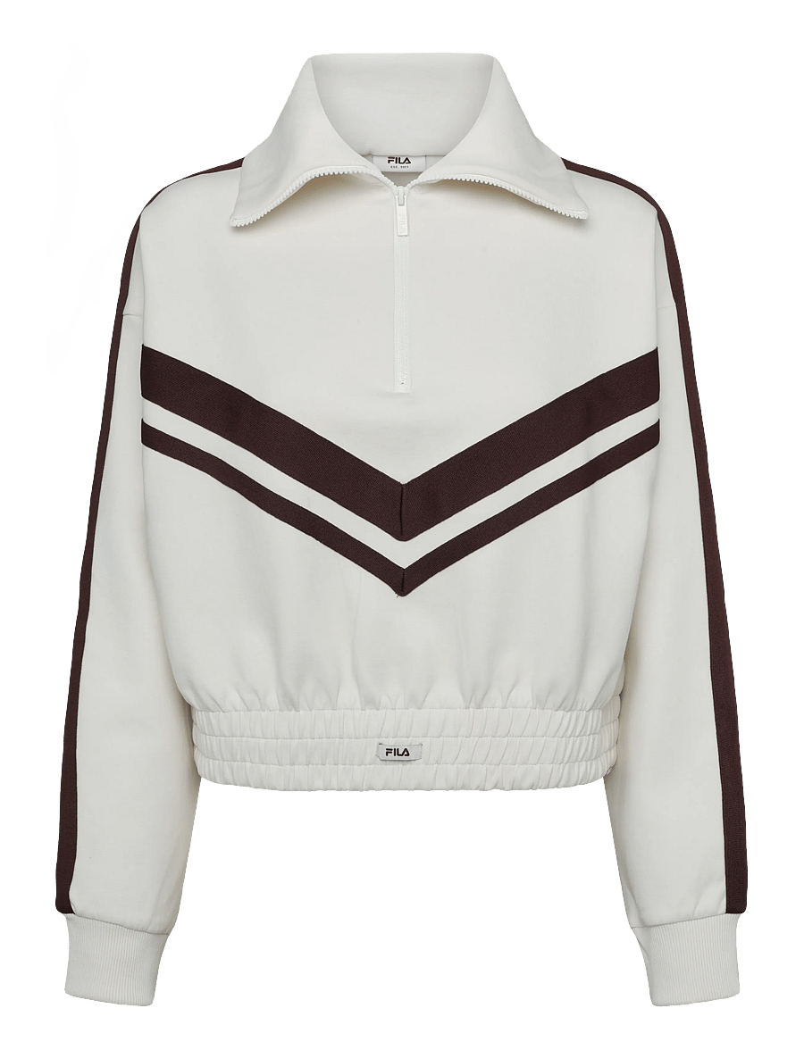 FILA - AVIGNA relaxed cropped half zip sweatshirt - sweatshirts - egret - 0