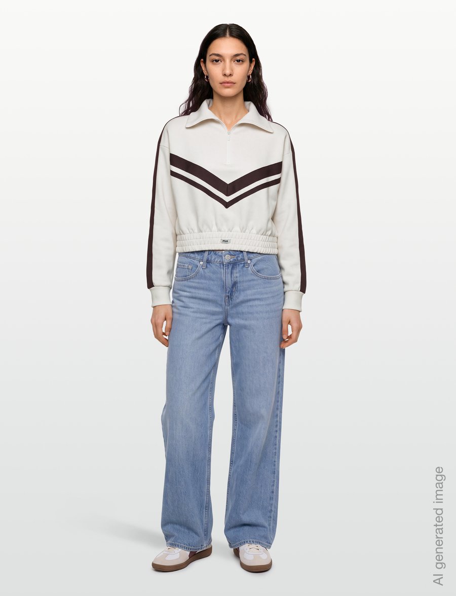 FILA - AVIGNA relaxed cropped half zip sweatshirt - Överdelar - egret - 0