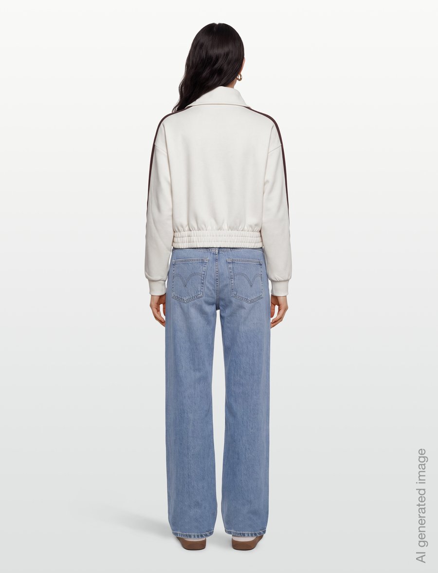 FILA - AVIGNA relaxed cropped half zip sweatshirt - Överdelar - egret - 4