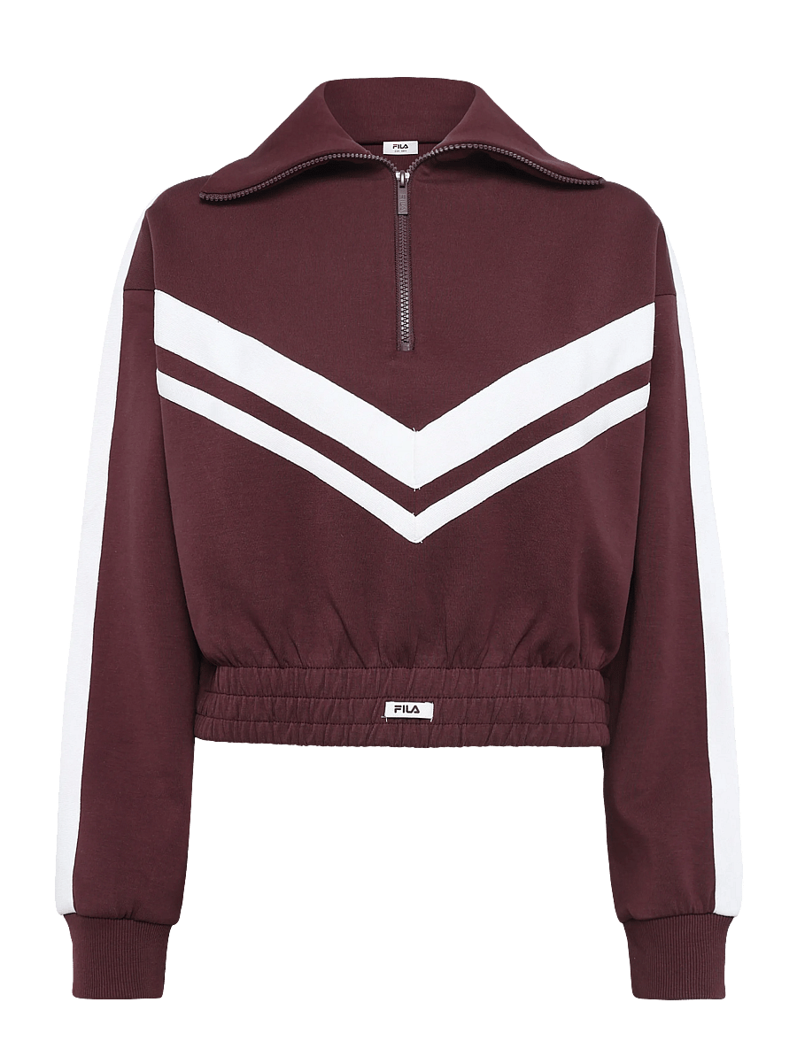 FILA - AVIGNA relaxed cropped half zip sweatshirt - sweatshirts - fudge - 0