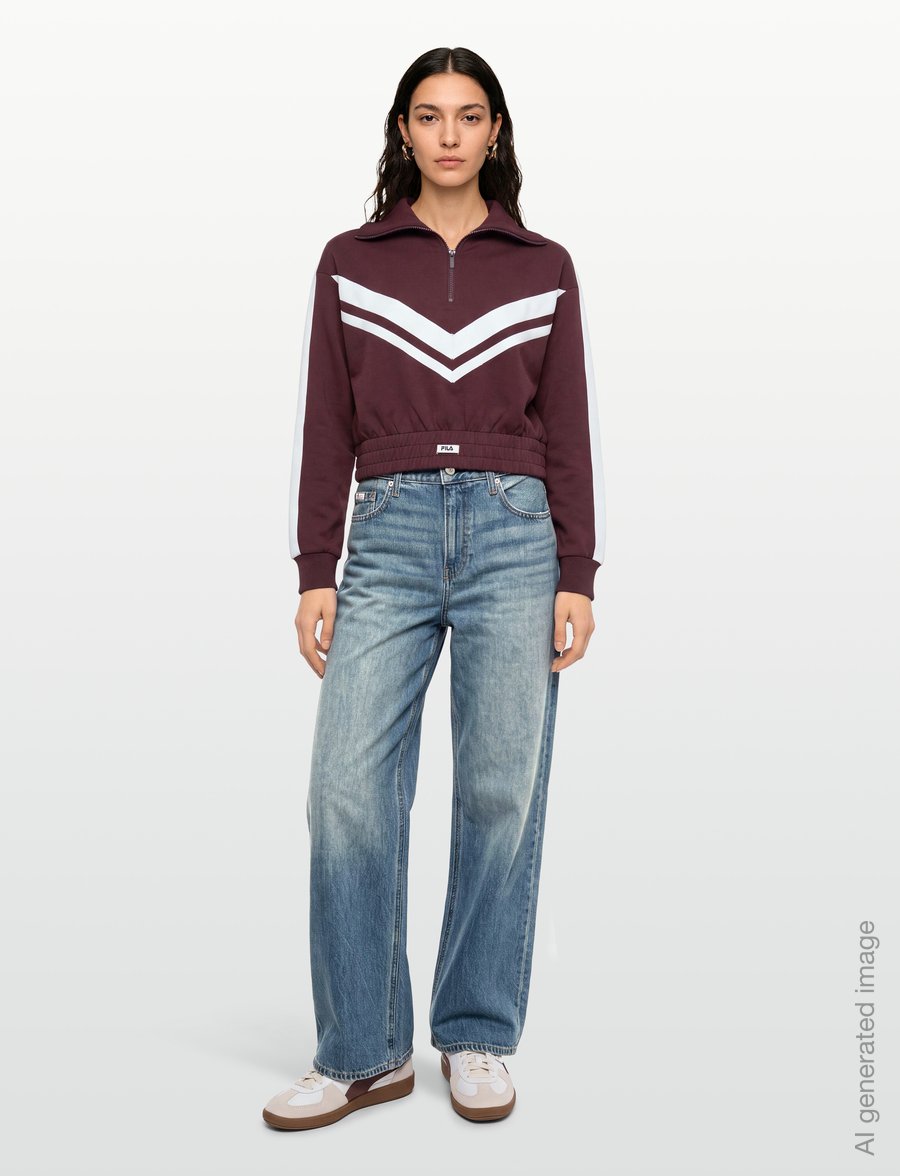 FILA - AVIGNA relaxed cropped half zip sweatshirt - Överdelar - fudge - 0