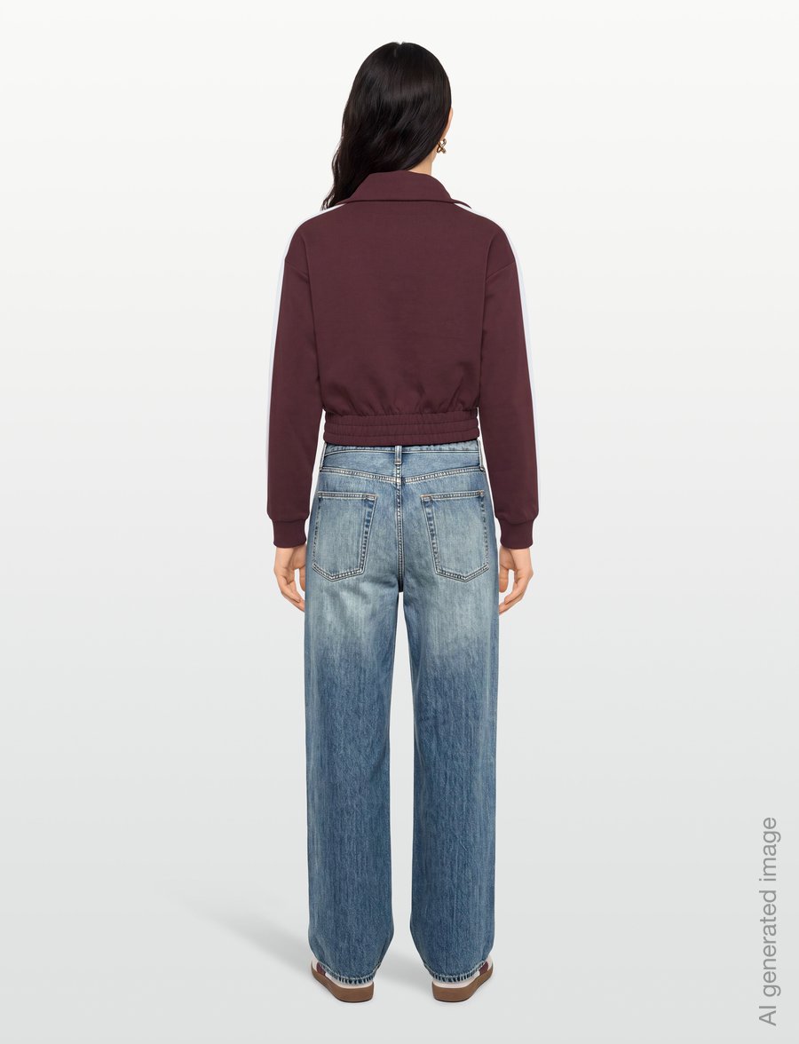 FILA - AVIGNA relaxed cropped half zip sweatshirt - Överdelar - fudge - 4