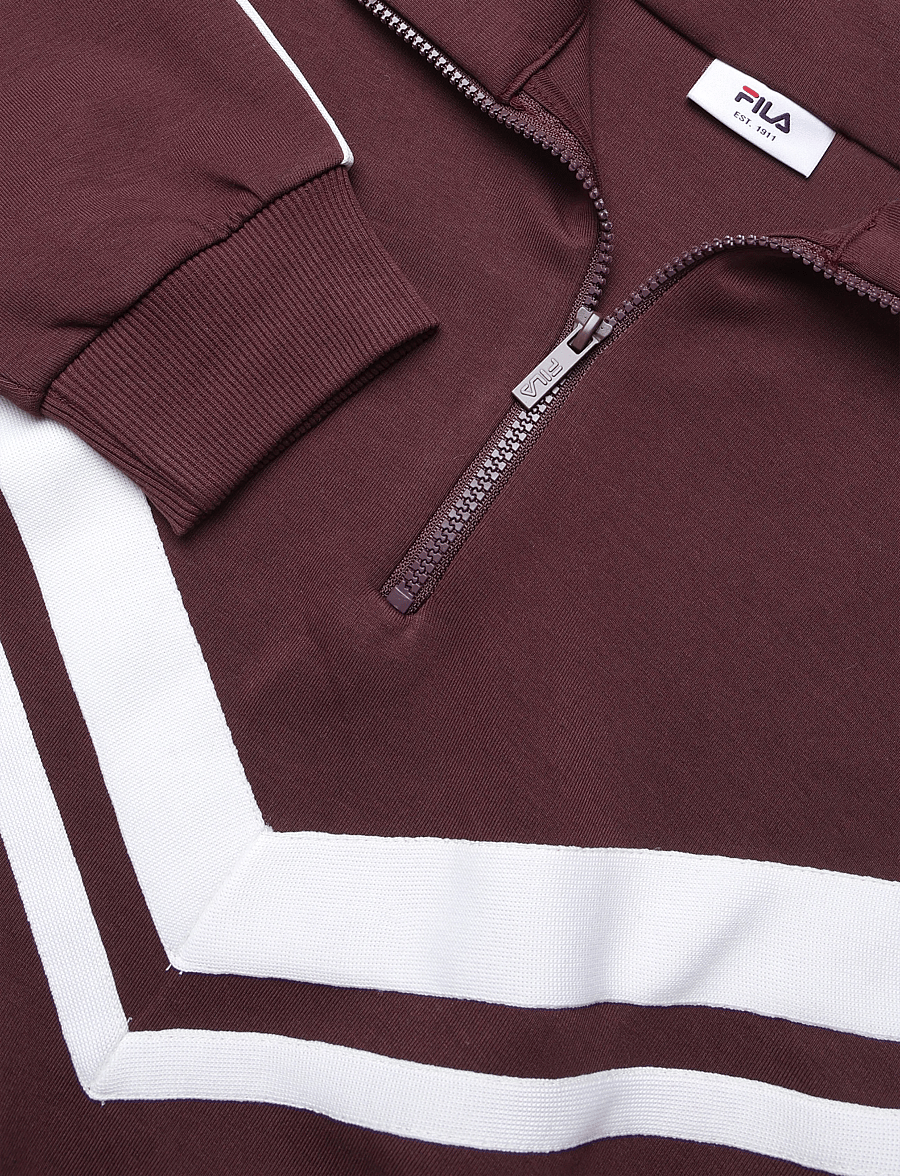 FILA - AVIGNA relaxed cropped half zip sweatshirt - sweatshirts - fudge - 2