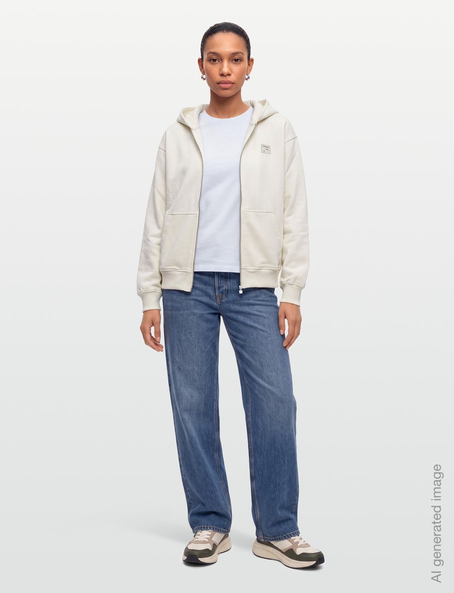 FILA - LIMANA loose 2-way zip hoodie jacket - sweatshirts - egret - 0