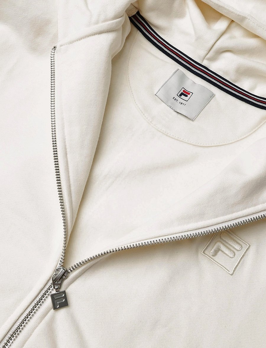 FILA - LIMANA loose 2-way zip hoodie jacket - sweatshirts - egret - 2